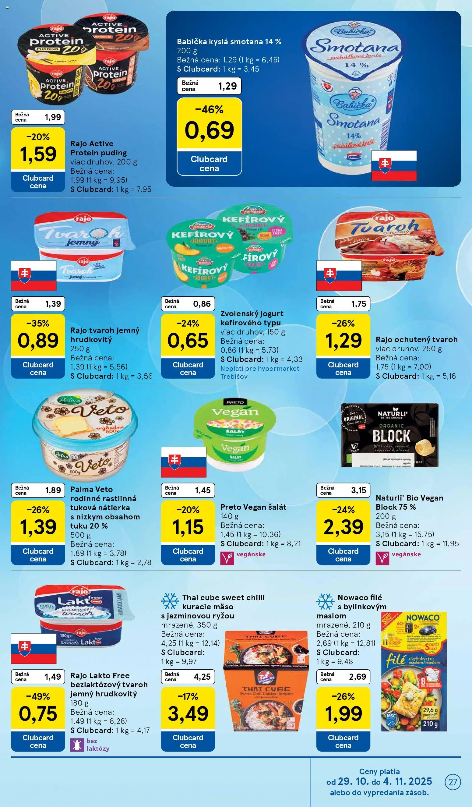 Nové Tesco akcie – leták je platný od 29.10.2025 | Strana: 27 | Produkty: Jogurt, Smotana, Chilli, Protein