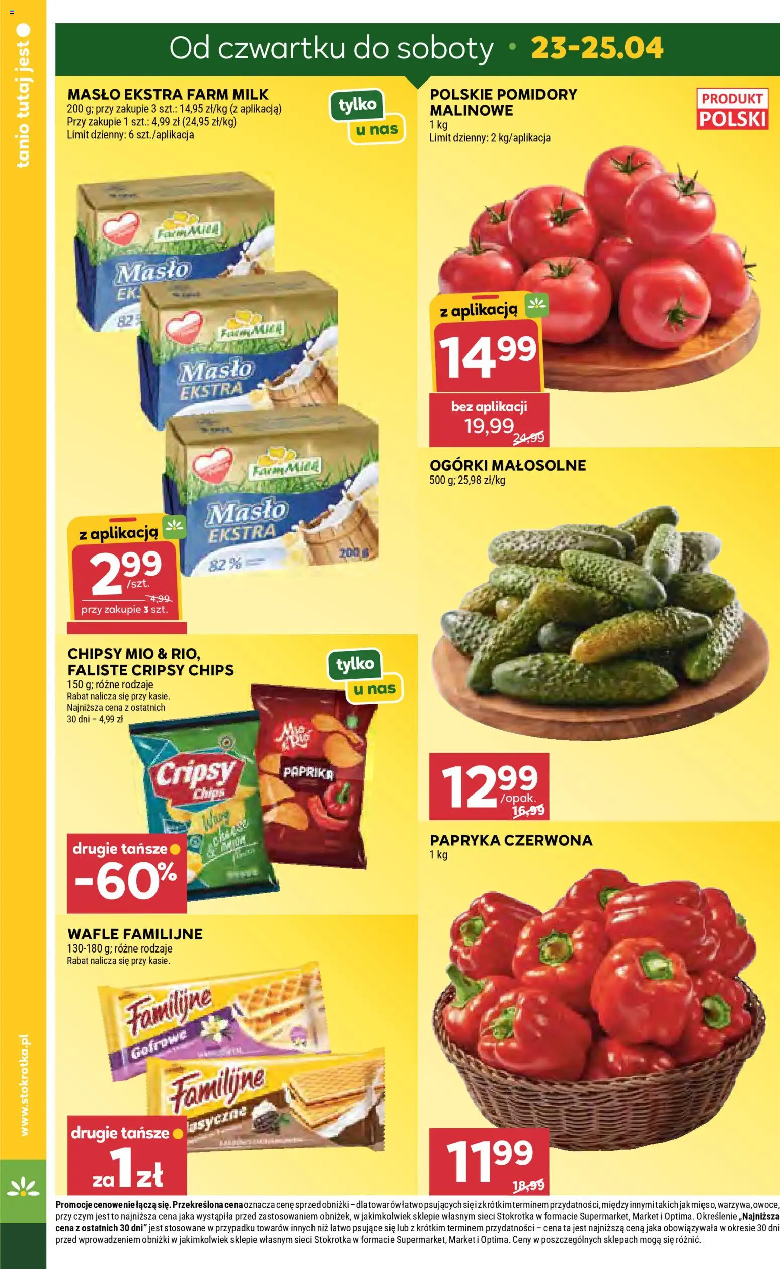 Stokrotka gazetka - Market od 23.04.2026 | Strona: 4 | Produkty: Stokrotka, Masło, Ogórki, Owoce