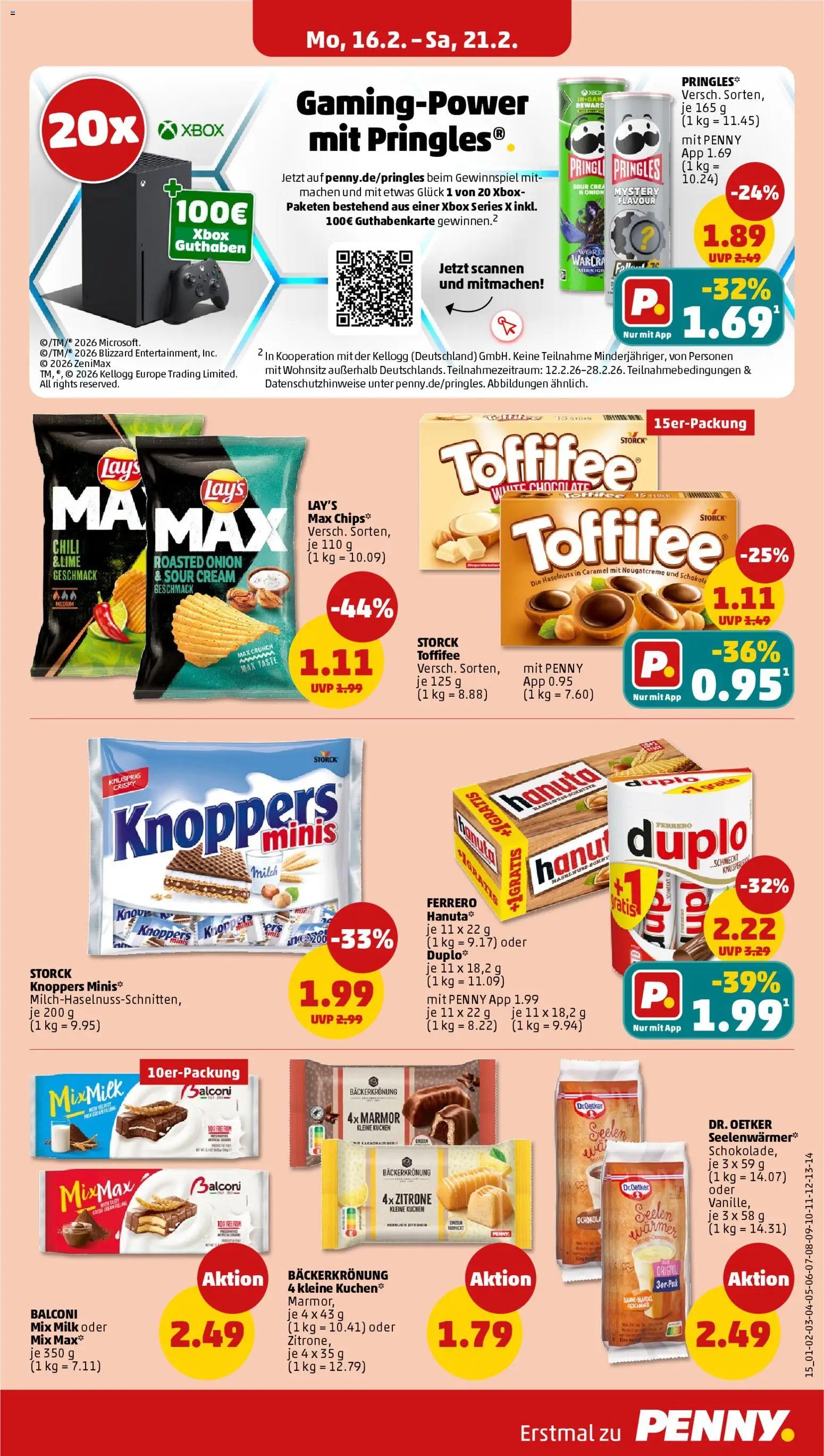 Penny Prospekt 	 – gültig ab 16.02.2026 | Seite: 17 | Produkte: Xbox, Toffifee, Knoppers, Pringles