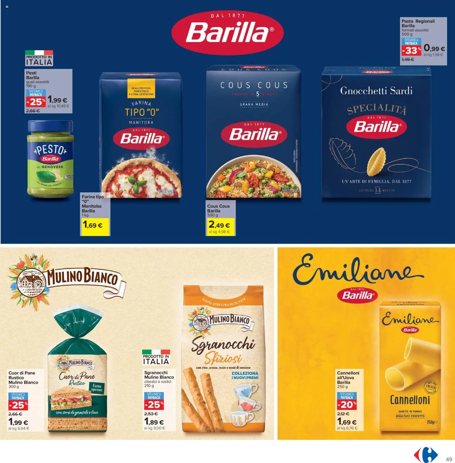 Volantino Carrefour del 24.03.2026 | Pagina: 49 | Prodotti: Pasta, Cous cous, Forno, Rustici