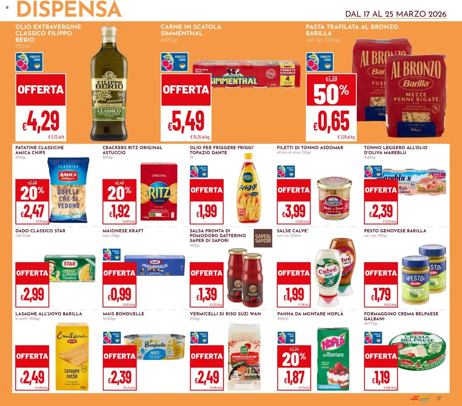 Volantino Pan del 17.03.2026 | Pagina: 17 | Prodotti: Riso, Pesto, Mais, Scatola