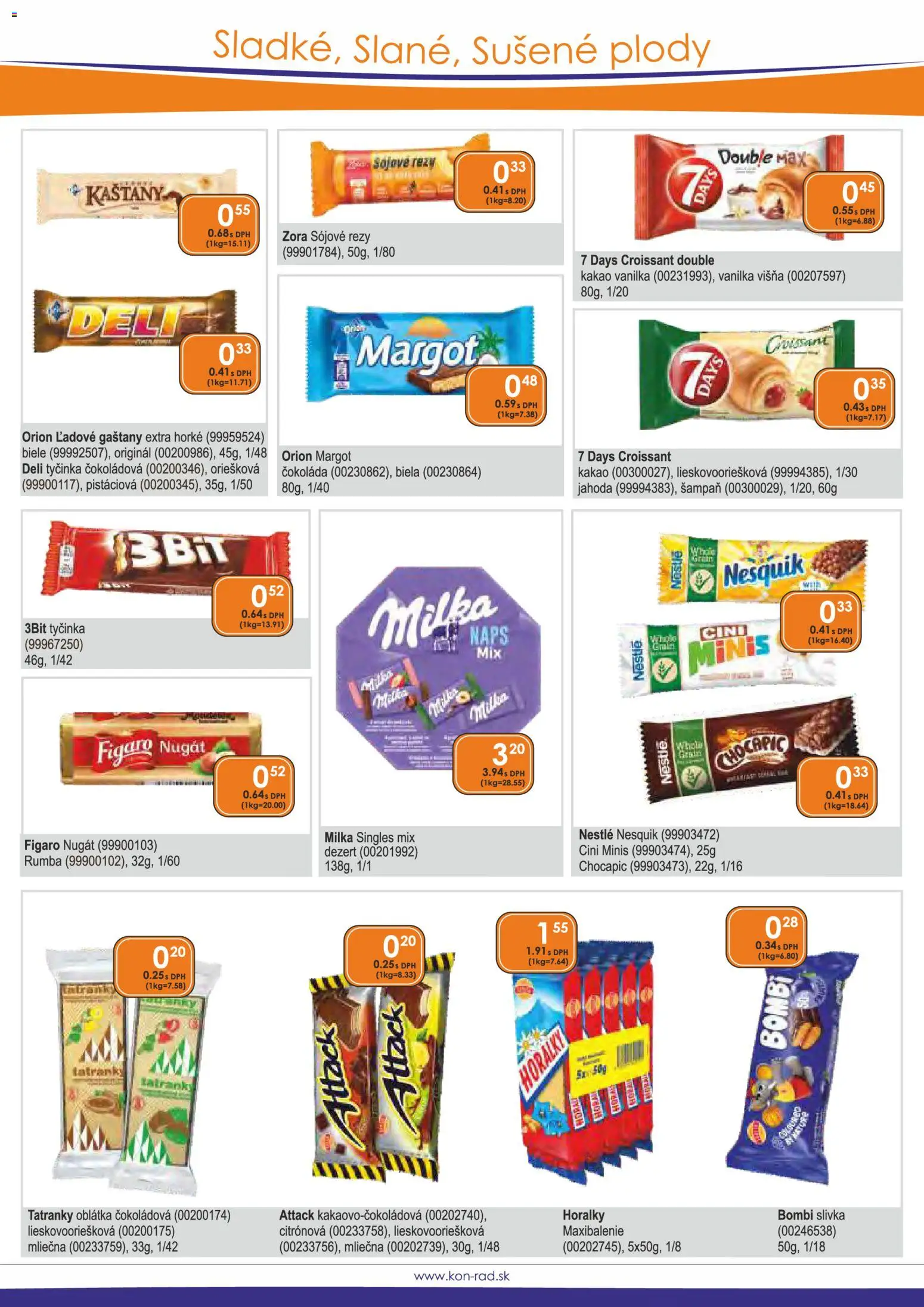 Nové KON - RAD akcie – leták je platný od 01.03.2026 | Strana: 29 | Produkty: Gaštany, Croissant, Cini Minis, Milka