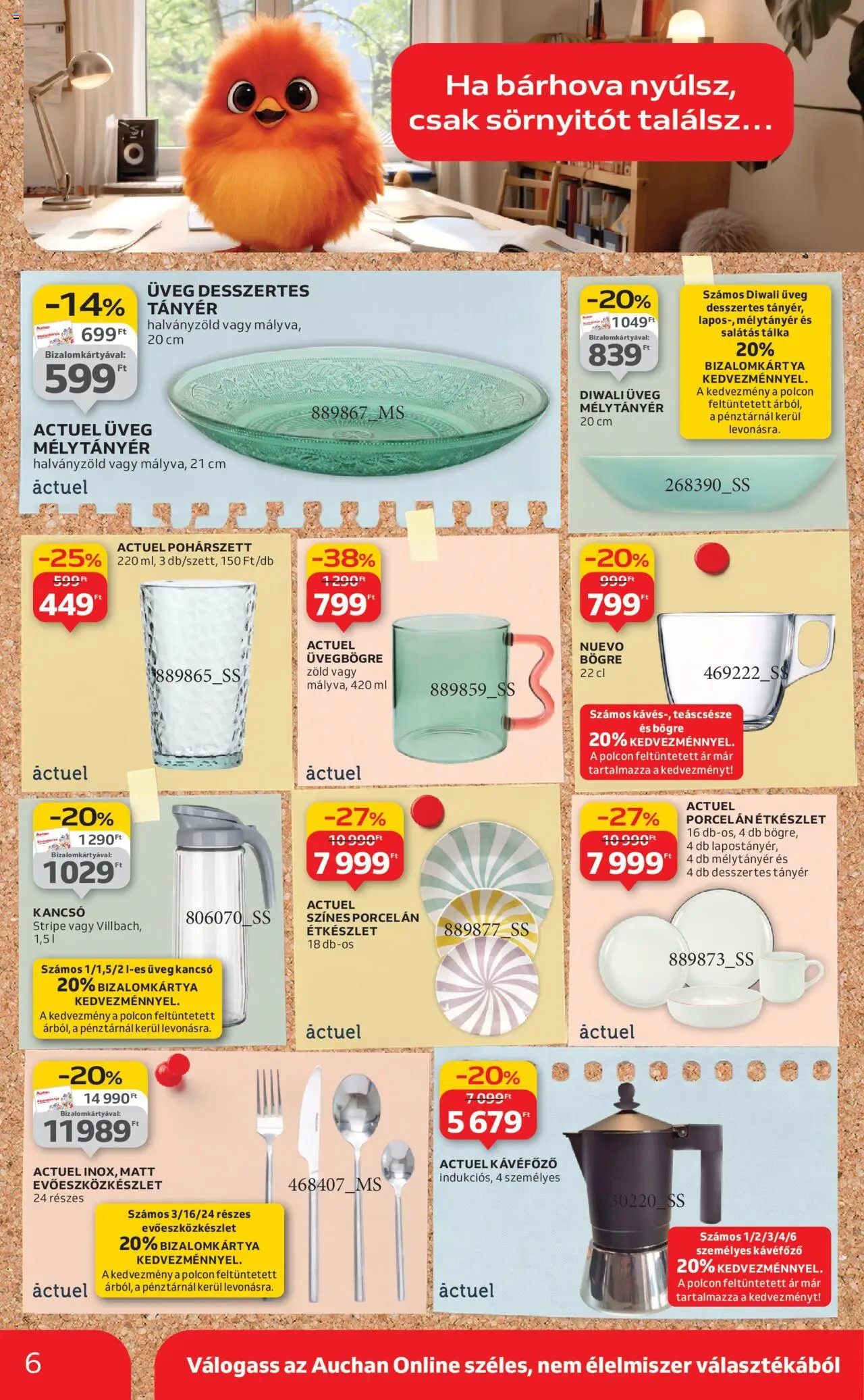 Auchan akciós ujság - amely érvényes a következő dátumtól: 21.08.2025 | Oldal: 6 | Termékek: Kávéfőző, Kancsó, Bögre, Étkészlet
