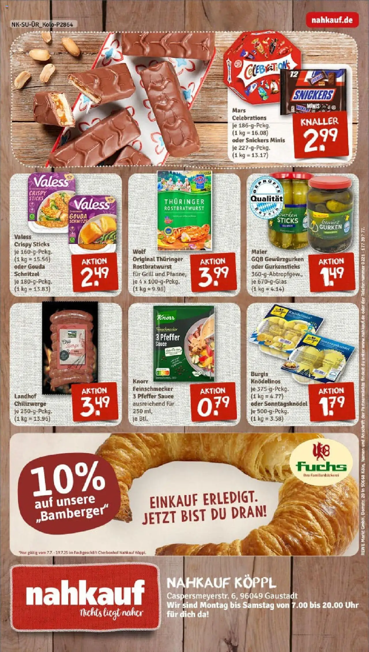Rewe prospekt Gaustadt	 - gültig ab dem 13.07.2025 | Seite: 8 | Produkte: Schnitzel, Snickers, Pfeffer, Gurken