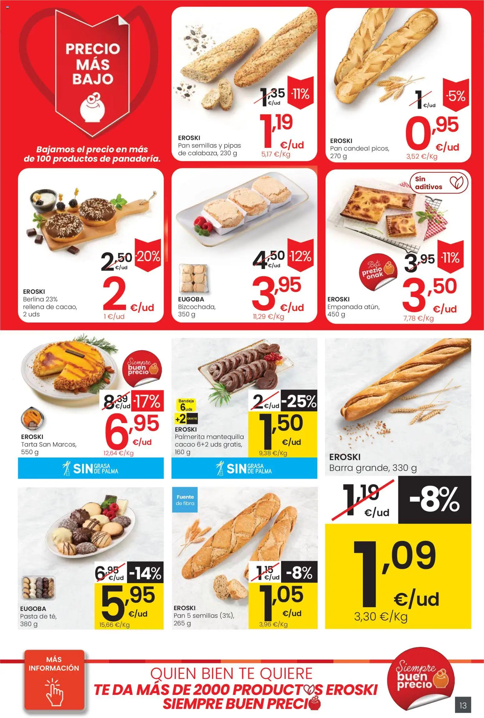 Eroski - Center │ válido desde el 30.10.2025 | Página: 13 | Productos: Pasta, Συσκευή ροής, Bandeja, Φρυγανιές σικάλεως