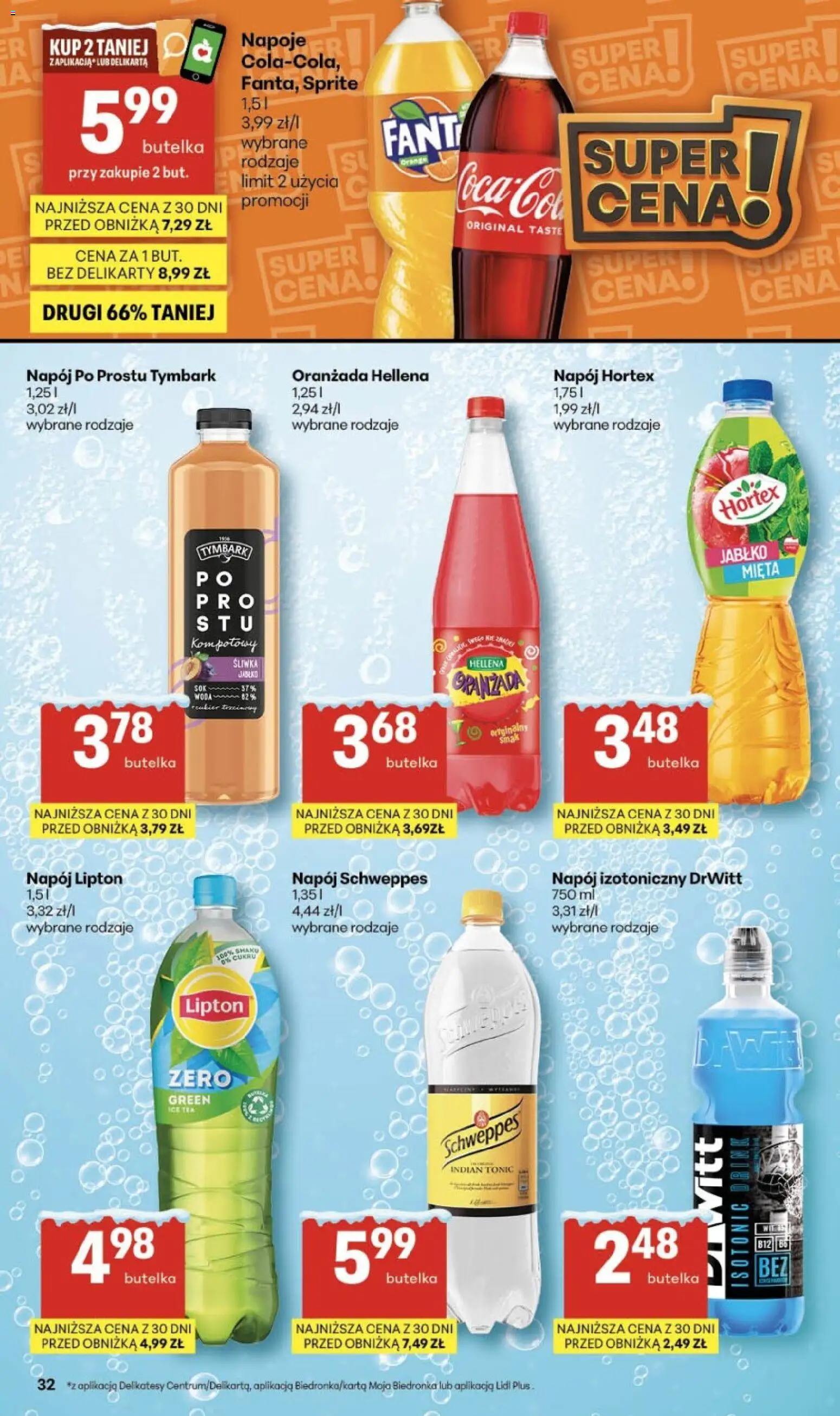 Delikatesy Centrum Gazetka od 08.01.2026 | Strona: 32 | Produkty: Napoje, Sprite, Oranżada hellena, Delikatesy