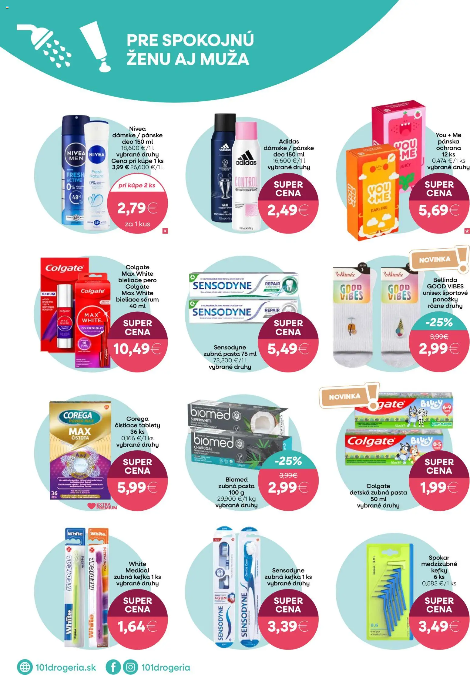 Nové 101 drogerie akcie – leták je platný od 15.04.2026 | Strana: 6 | Produkty: Zubná kefka, Nivea, Pero, Ponožky