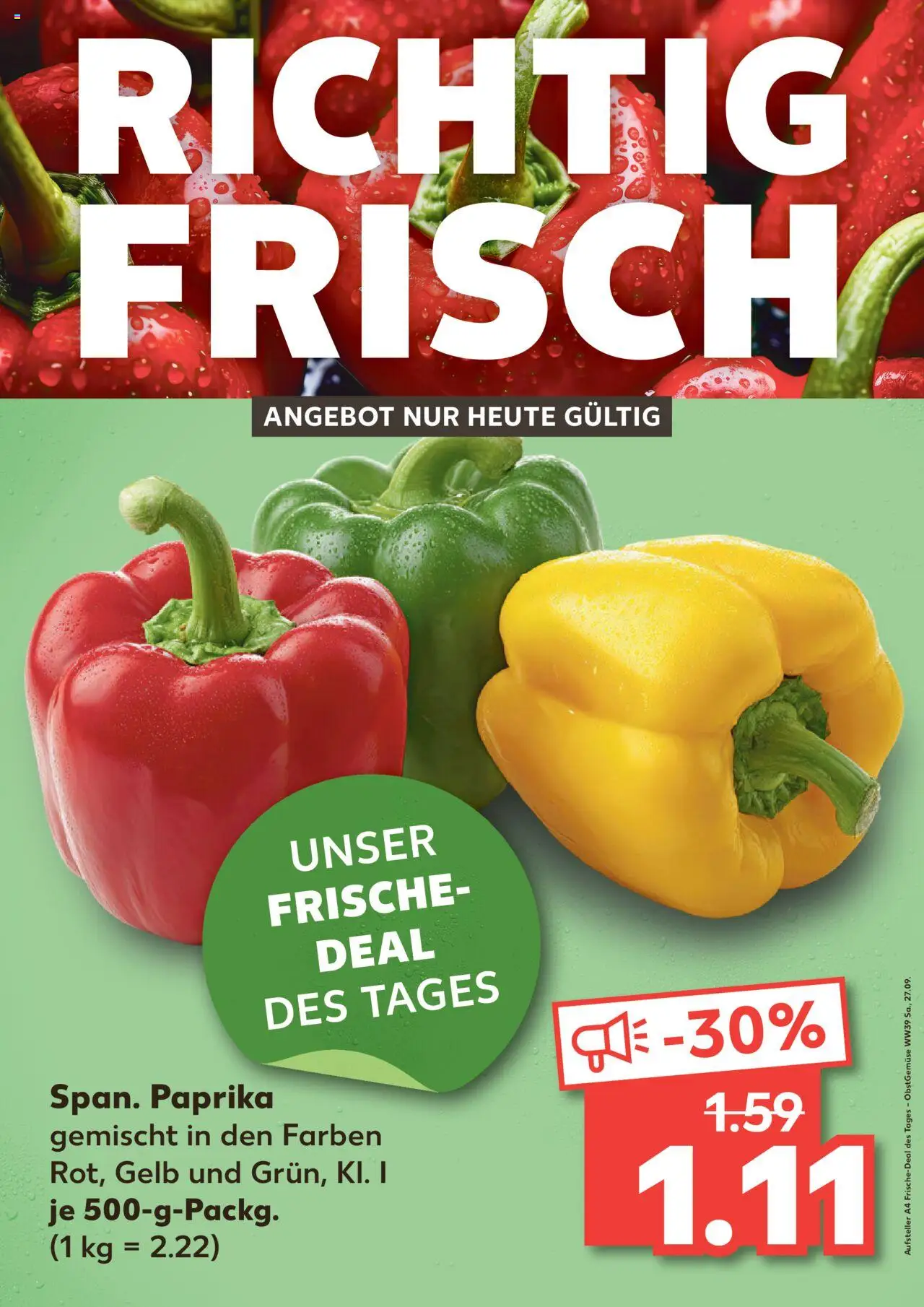 Kaufland prospekt Rostock	 – gültig ab 27.09.2025 | Seite: 1 | Produkte: Paprika