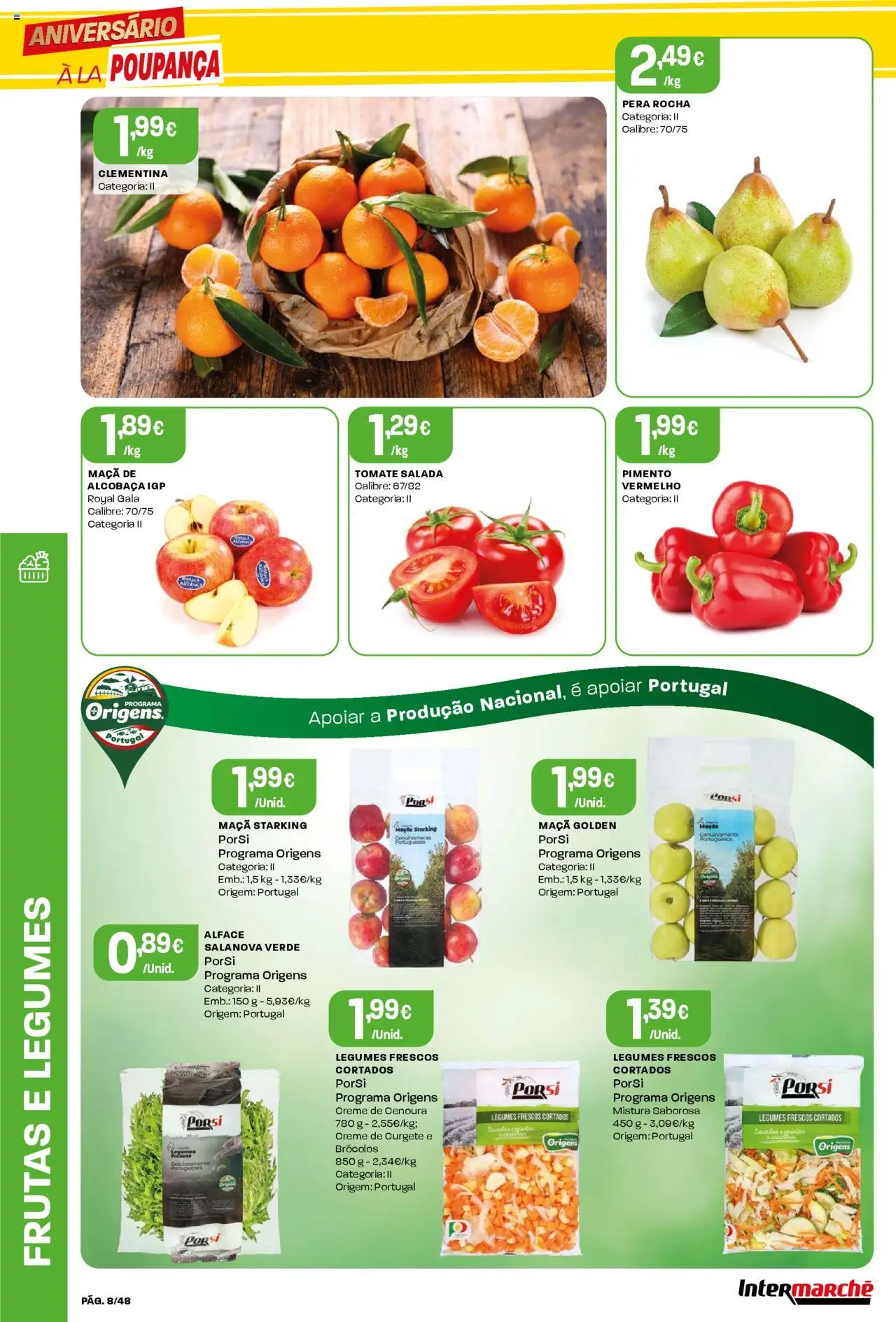 Intermarché folheto │ válido de 16.10.2025 | Página: 8 | Produtos: Brócolos, Maça, Tomate, Cenoura