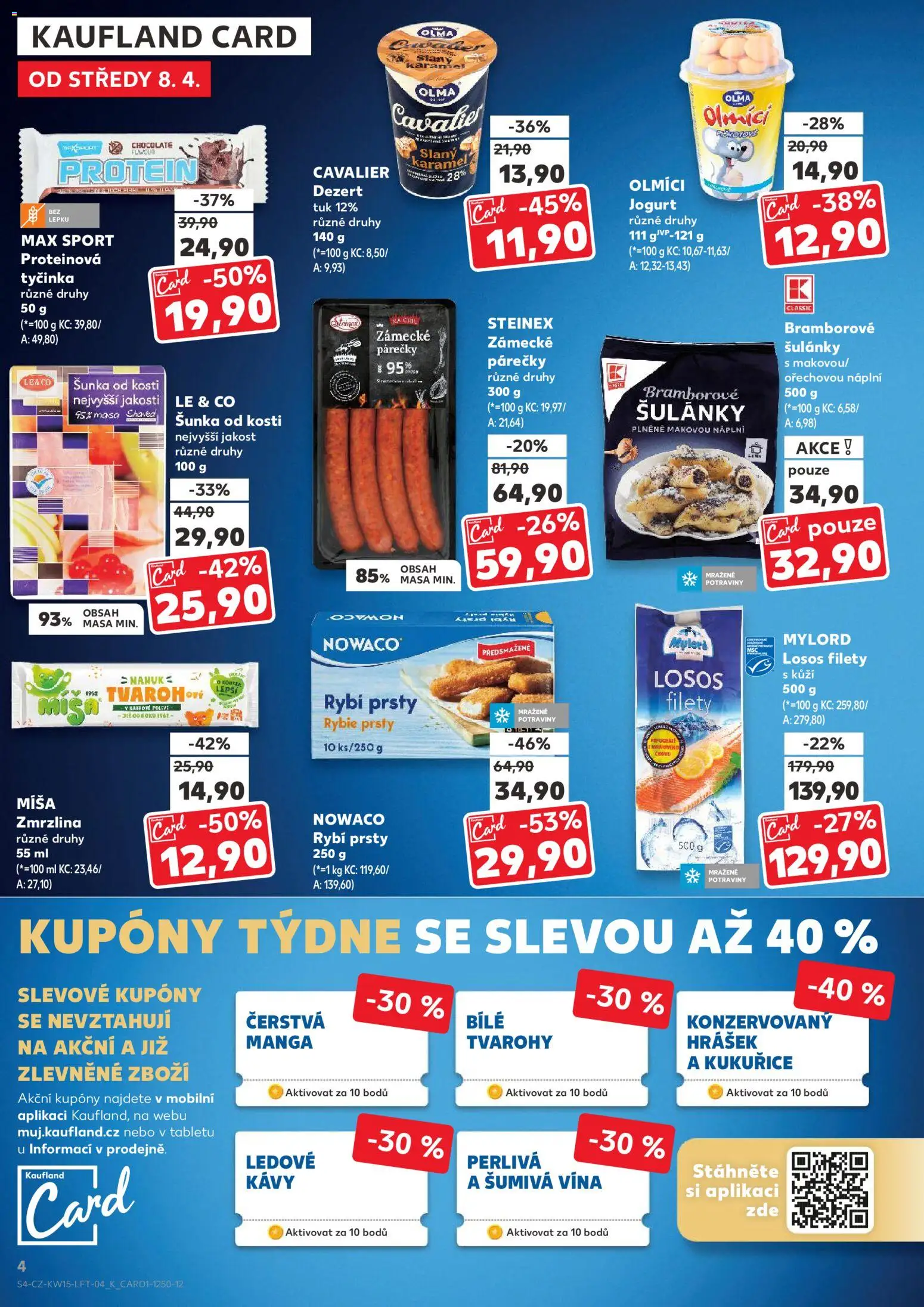 Kaufland leták - Praha 8 od 08.04.2026 | Strana: 4 | Produkty: Šunka, Zmrzlina, Losos, Protein