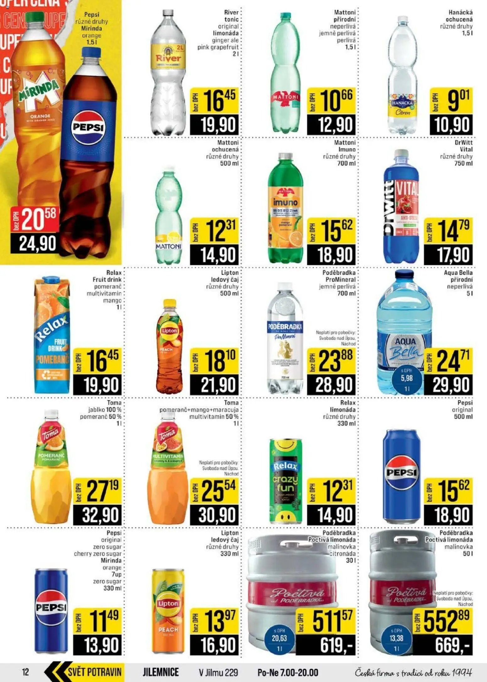 Jip leták - Cash & Carry od 29.04.2026 | Strana: 12 | Produkty: Mattoni, Mango, Limonáda, Mirinda