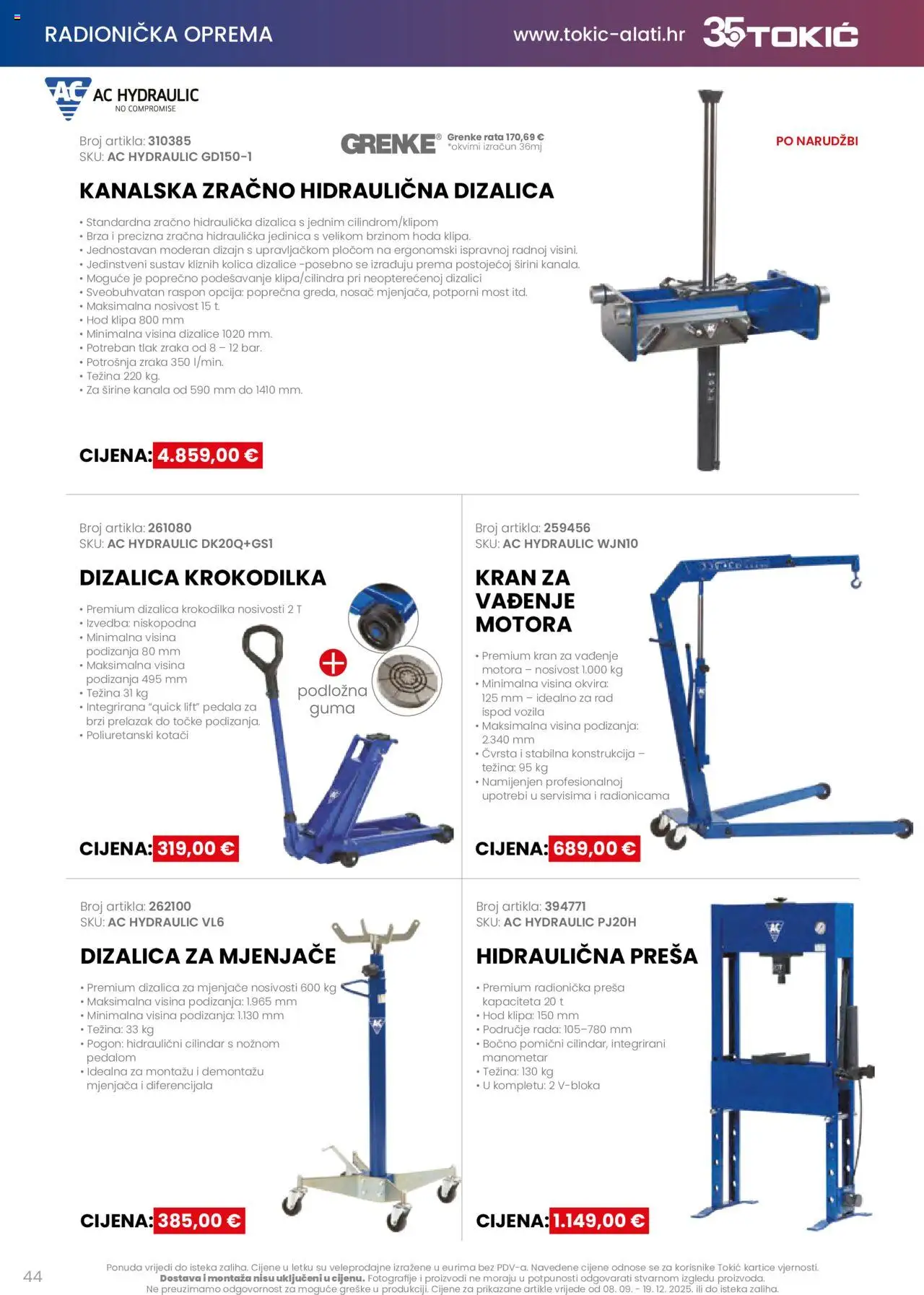 Tokić katalog | vrijedi od 08.09.2025 | Stranica: 44 | Proizvodi: Manometar, Kolica