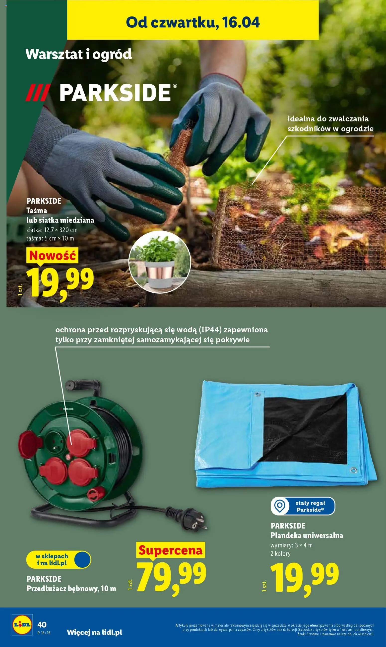 Lidl Katalog od 13.04.2026 | Strona: 46 | Produkty: Przedłużacz, Siatka, Regał, Woda