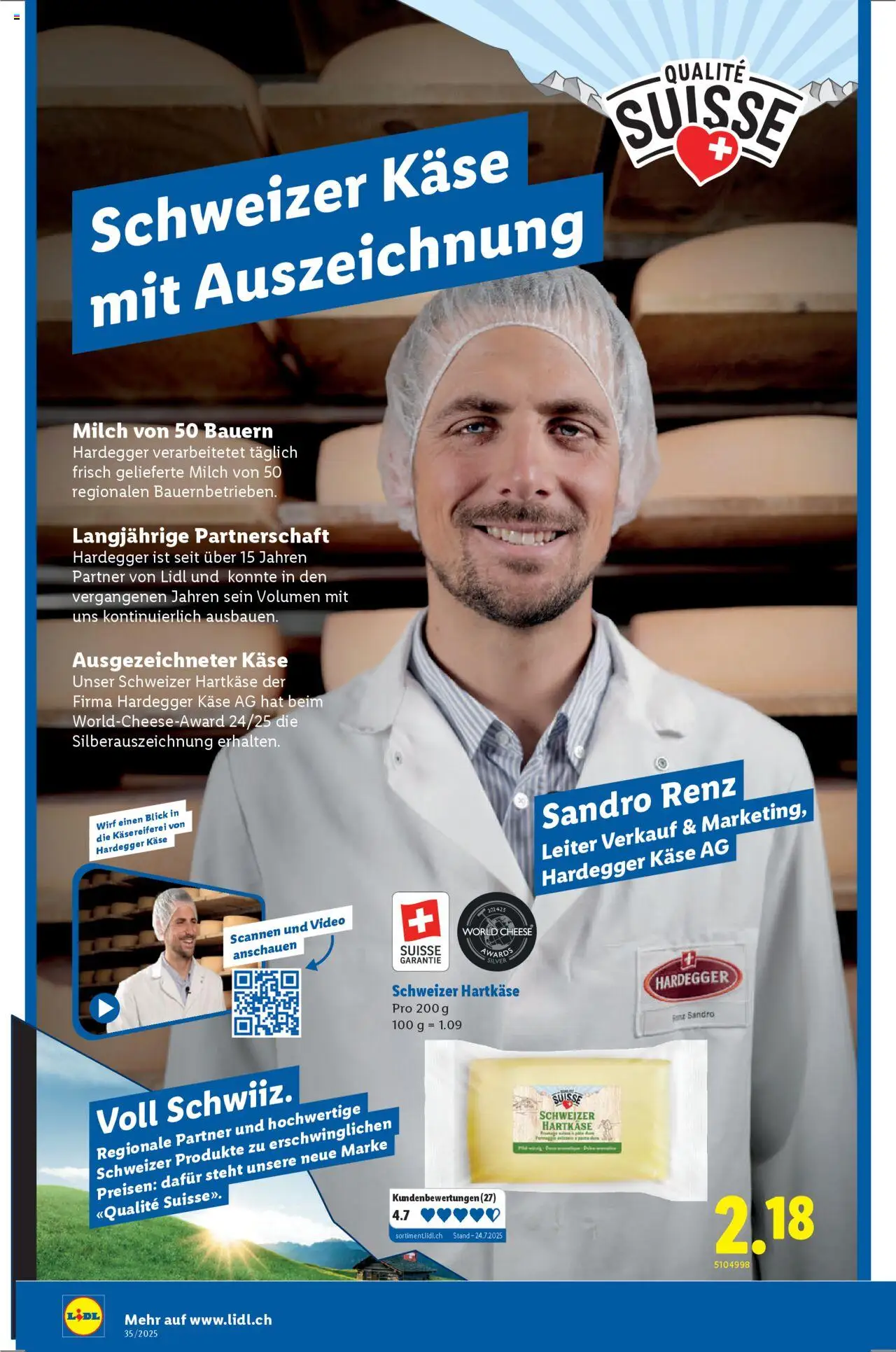 Lidl Aktionen Qualité Suisse ab 28.08.2025 | Seite: 6 | Produkte: Milch, Käse, Video