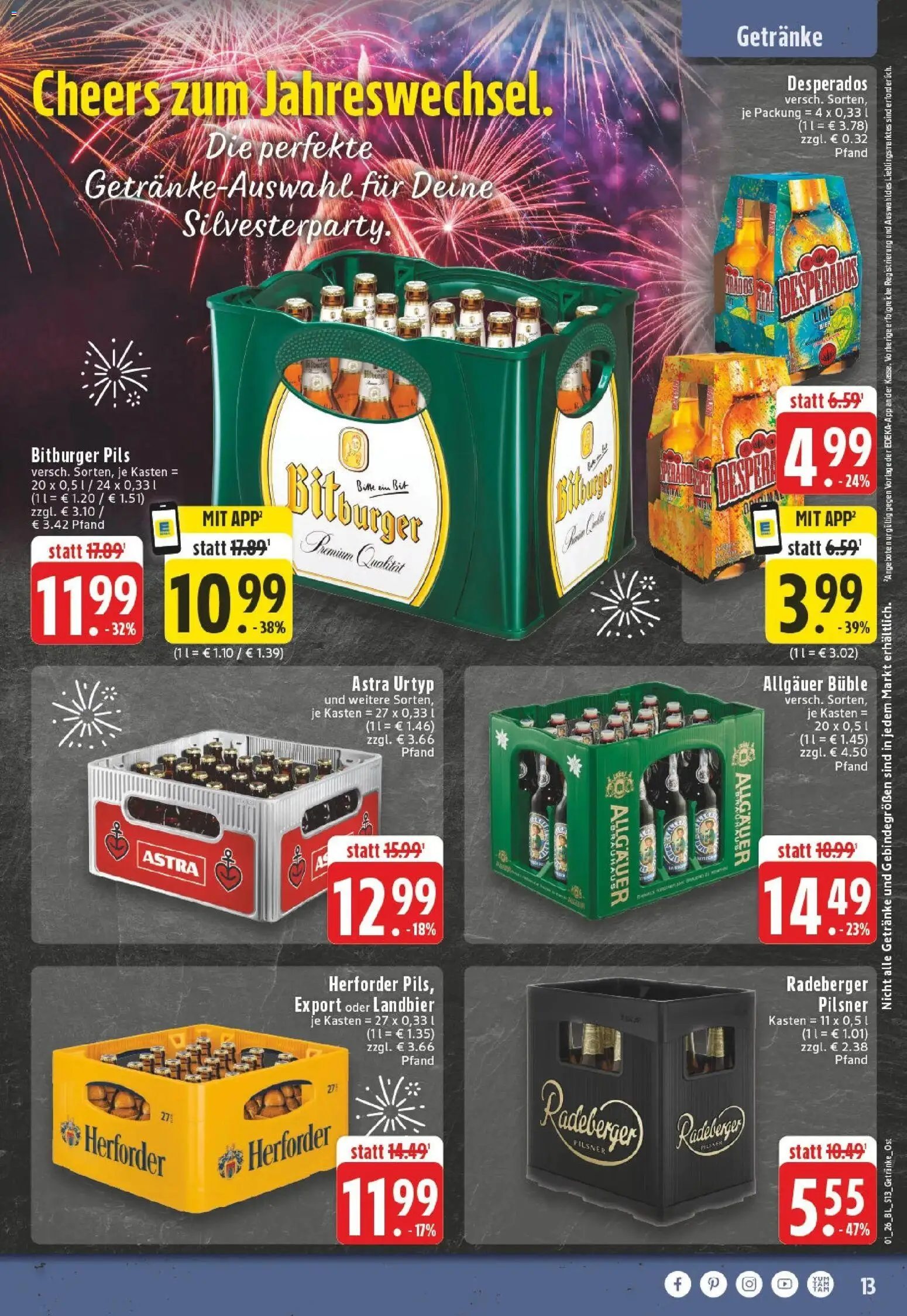 Edeka prospekt Bad Lippspringe	 – gültig ab 28.12.2025 | Seite: 13 | Produkte: Pils, Burger, Desperados, Radeberger pilsner