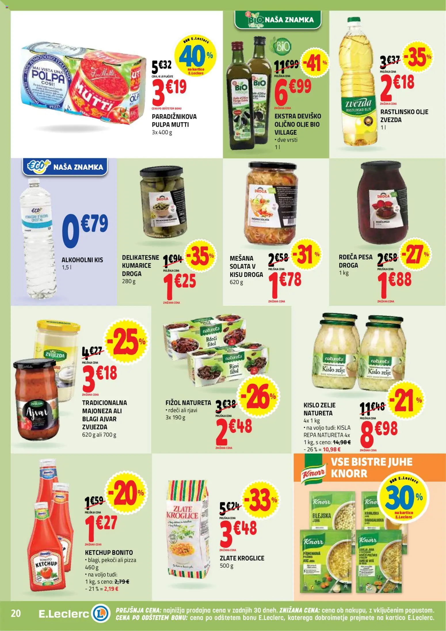 Novi E.leclerc katalog ponudbe – veljaven od 07.01.2026 | Stran: 20 | Izdelki: Ajvar, Solata, Majoneza, Zelje