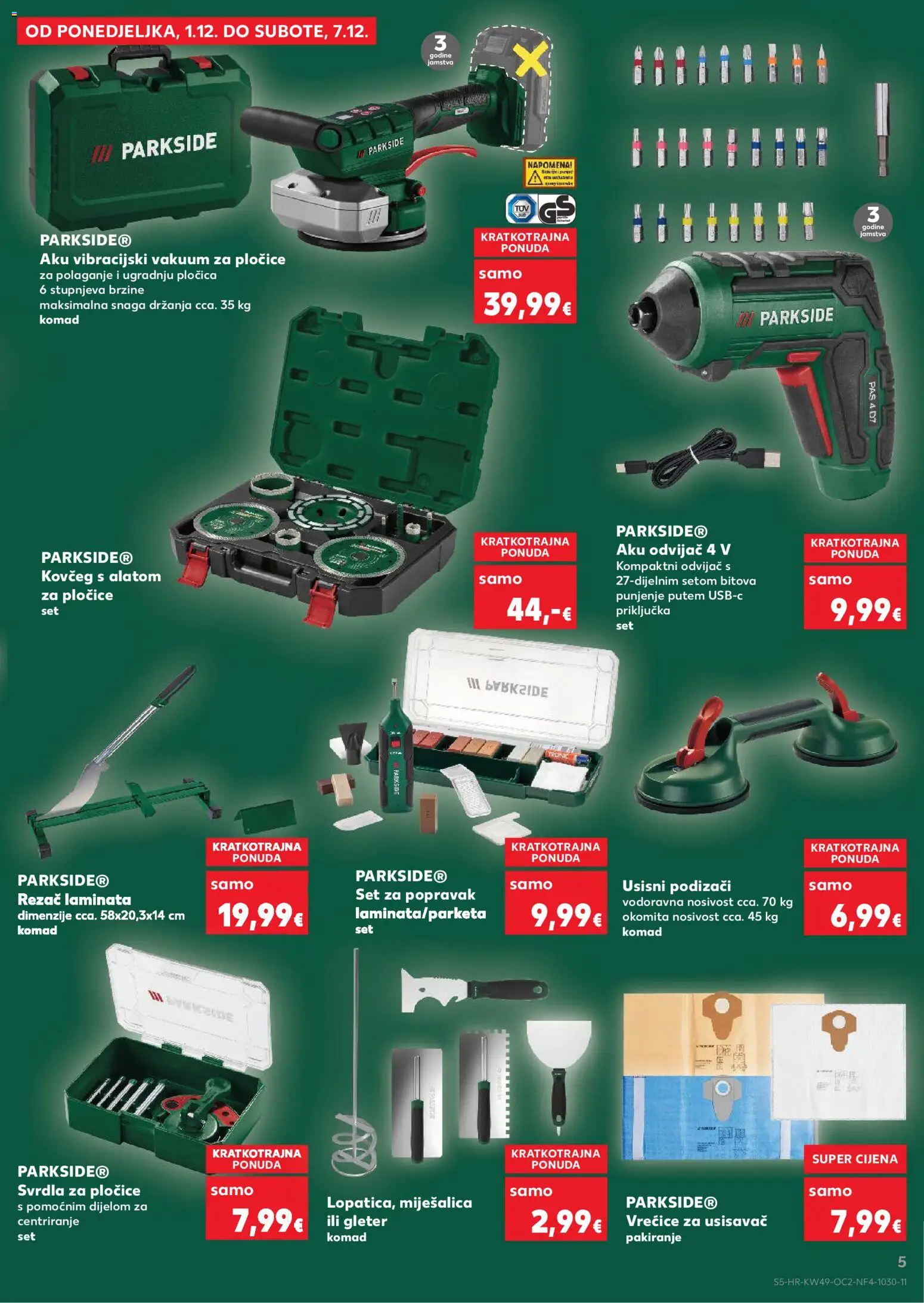 Kaufland katalog | vrijedi od 03.12.2025 | Stranica: 5 | Proizvodi: Usisavač, Aku odvijač, Rezač, Parkside