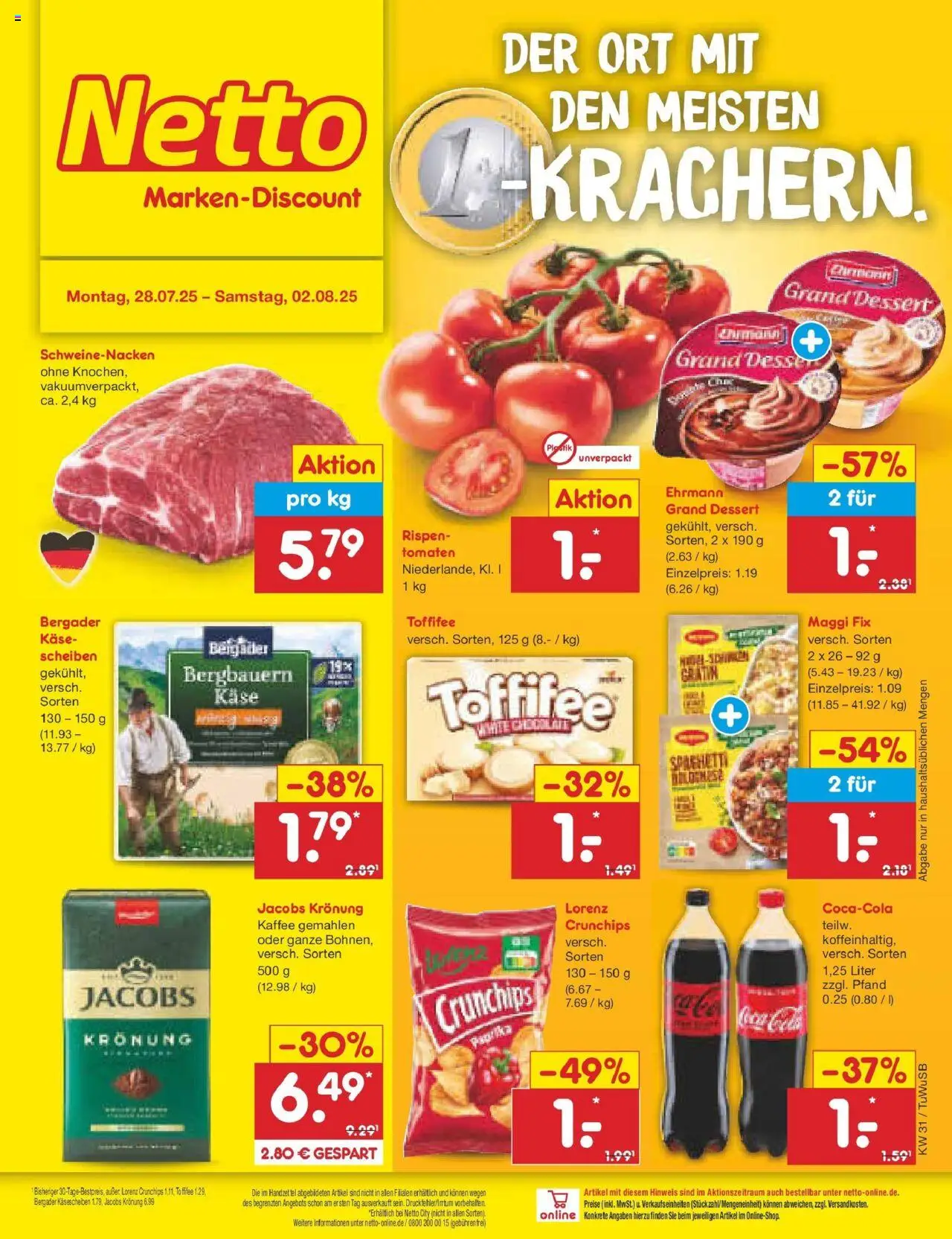 Netto Marken-Discount prospekt Calw-Stammheim	 - gültig ab dem 27.07.2025 | Seite: 1 | Produkte: Coca cola, Cola, Toffifee, Maggi fix