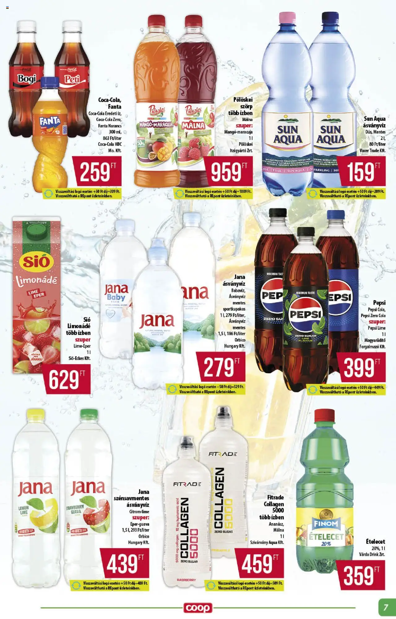 COOP akciós ujság - amely érvényes a következő dátumtól: 14.08.2025 | Oldal: 7 | Termékek: Lime, Málna, Fanta, Narancs