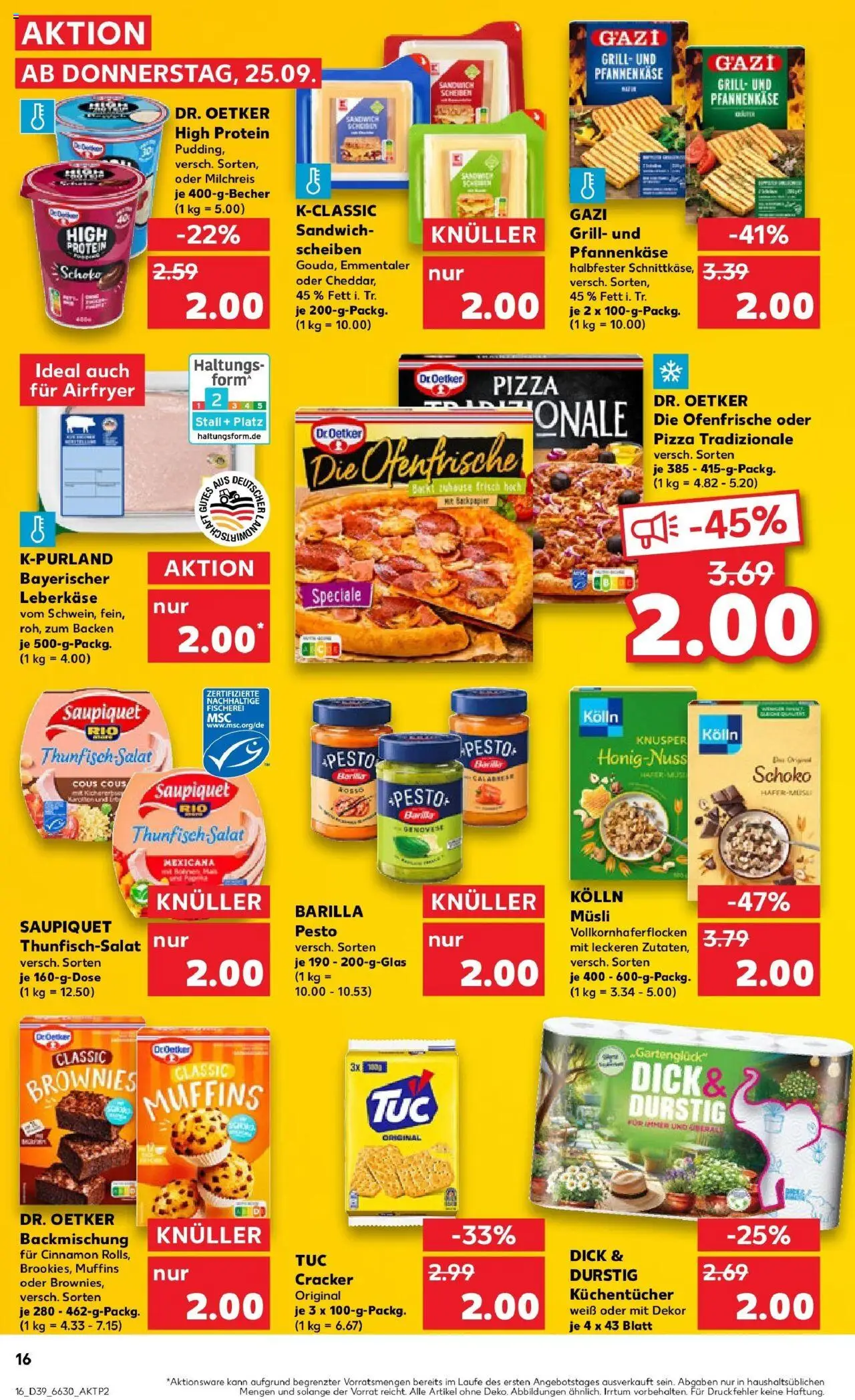 Kaufland prospekt Dörfles-Esbach	 – gültig ab 28.09.2025 | Seite: 16 | Produkte: Musli, Thunfisch, Pizza, Leberkase