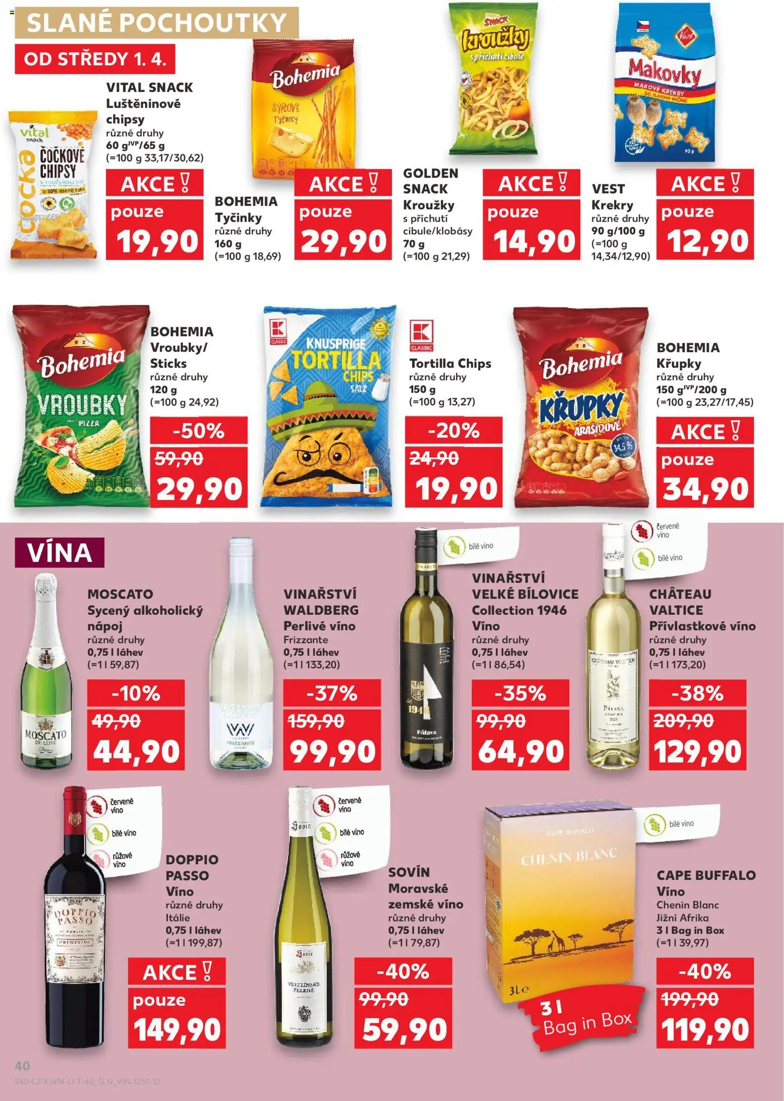 Kaufland leták - Liberec od 01.04.2026 | Strana: 40 | Produkty: Bílé víno, Pizza, Frizzante, Tortilla