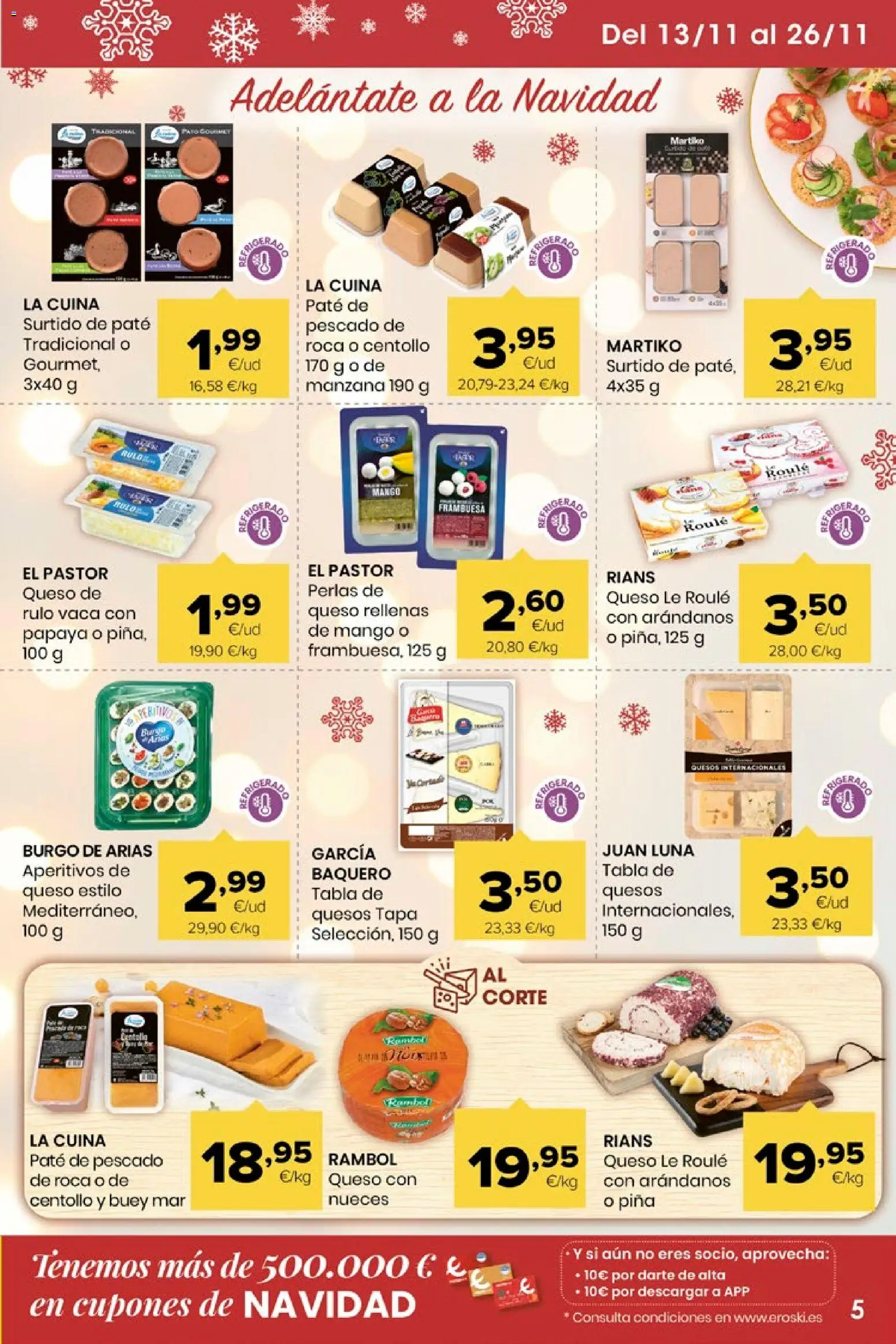 Eroski - Miramos por ti │ válido desde el 13.11.2025 | Página: 5 | Productos: Queso, Paté, Piña, Manzana