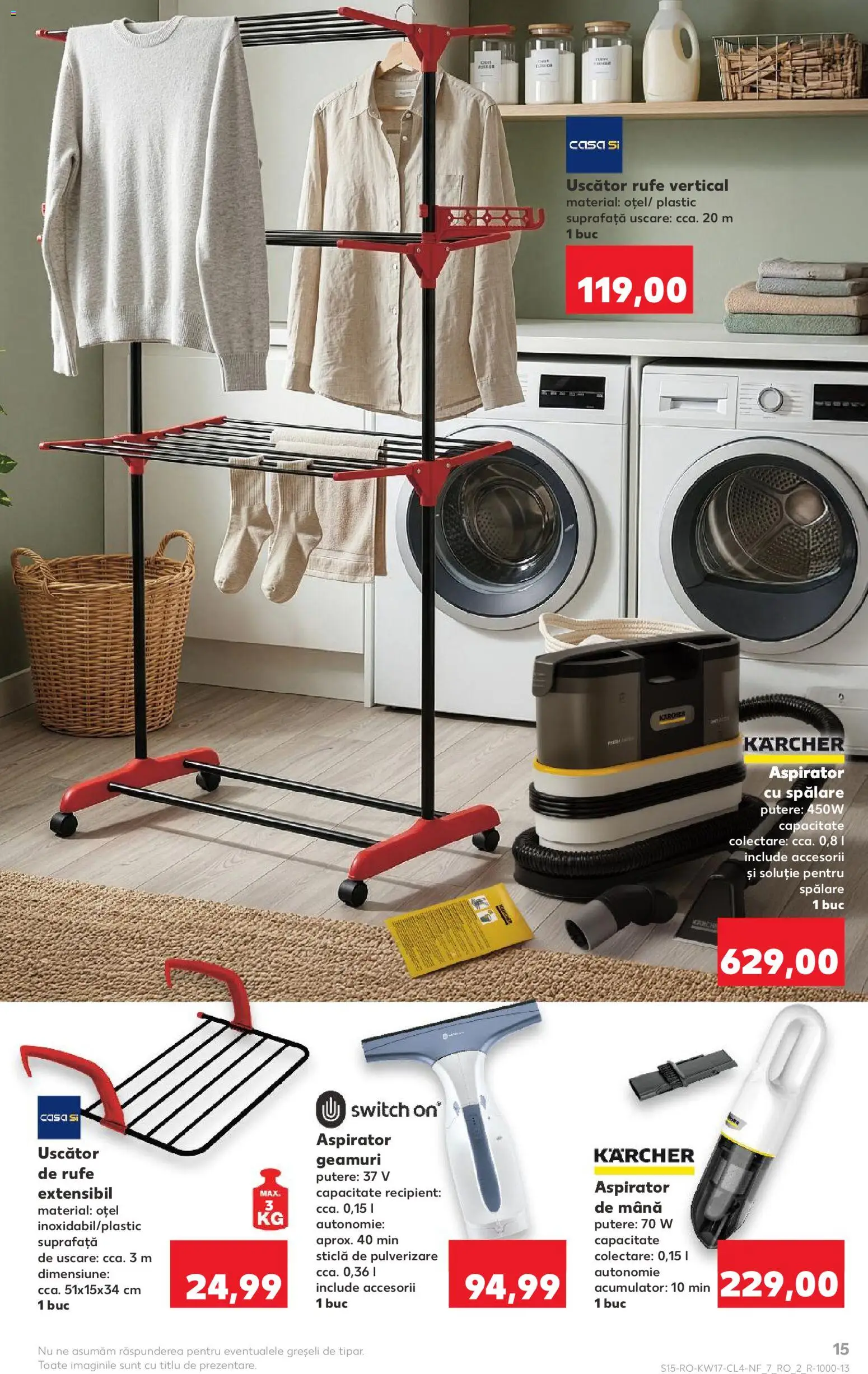 Noul catalog Kaufland – valabil de la 22.04.2026 | Pagină: 15 | Produse: Uscător, Aspirator, Uscător rufe