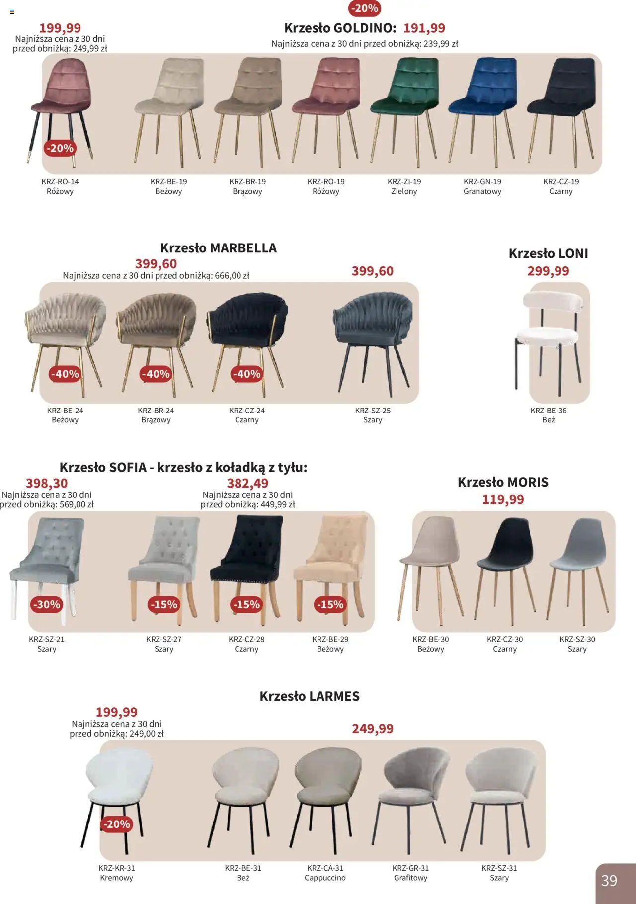 Bodzio Katalog od 01.10.2025 | Strona: 39 | Produkty: Cappuccino, Krzesło