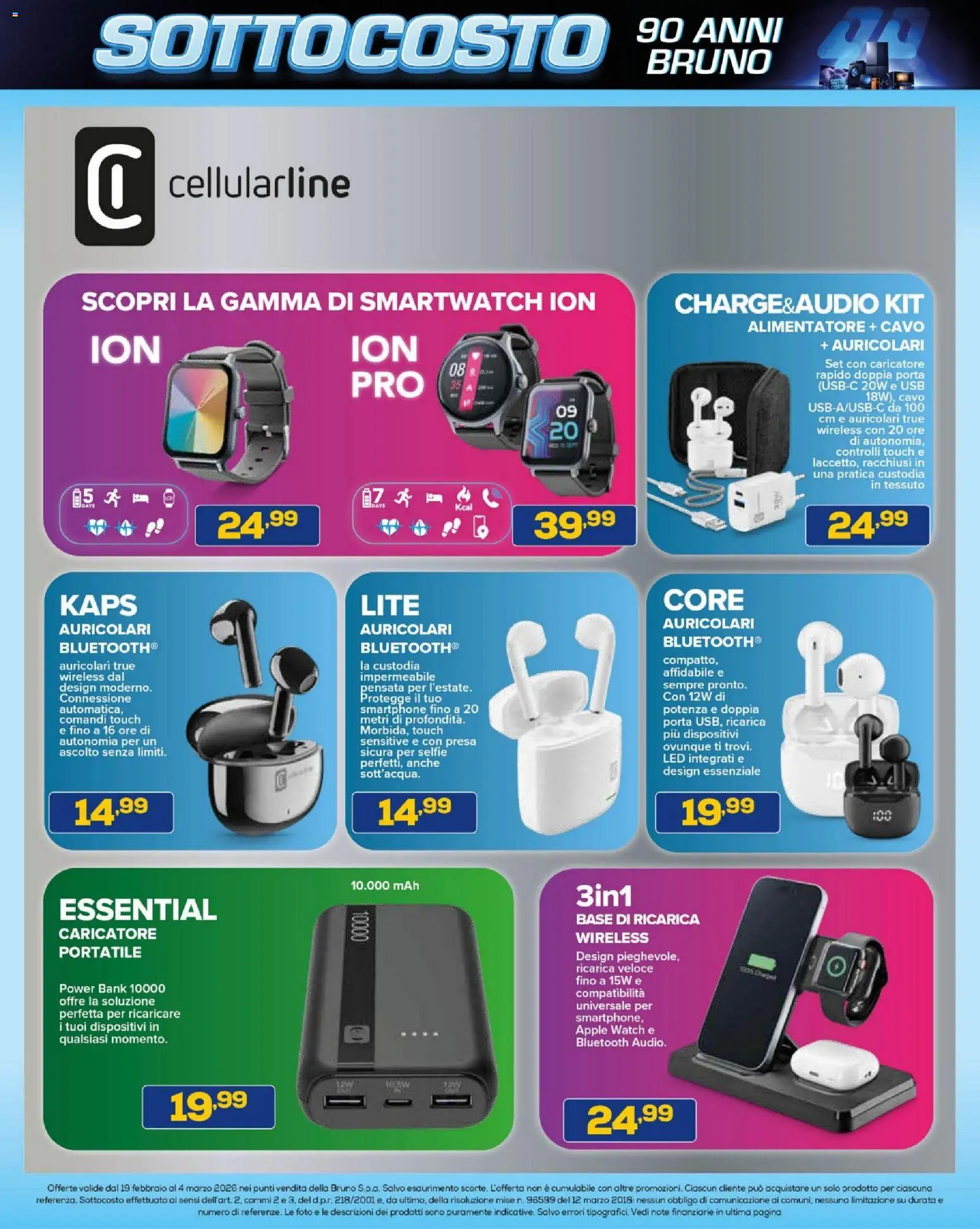 Volantino BRUNO del 19.02.2026 | Pagina: 5 | Prodotti: Auricolari, Power bank, Cavo, Smartwatch