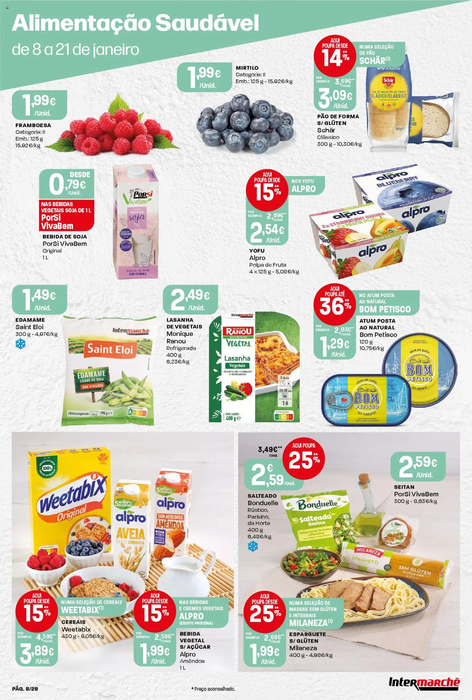 Intermarché Folheto Contact │ válido de 08.01.2026 | Página: 8 | Produtos: Aveia, Pão de forma, Milaneza, Pão