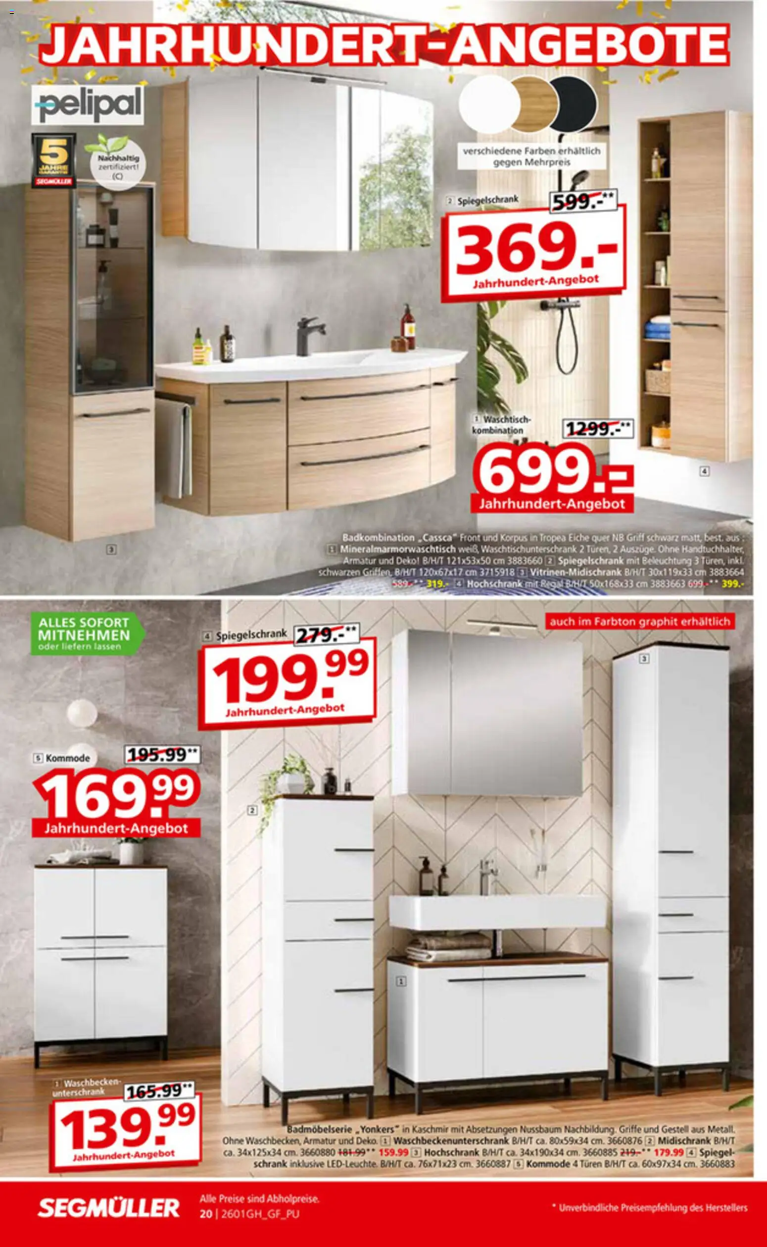 Segmüller 100 Jahre Jubiläums Finale – gültig ab 24.12.2025 | Seite: 32 | Produkte: Regal, Schrank, Spiegel, Waschtisch