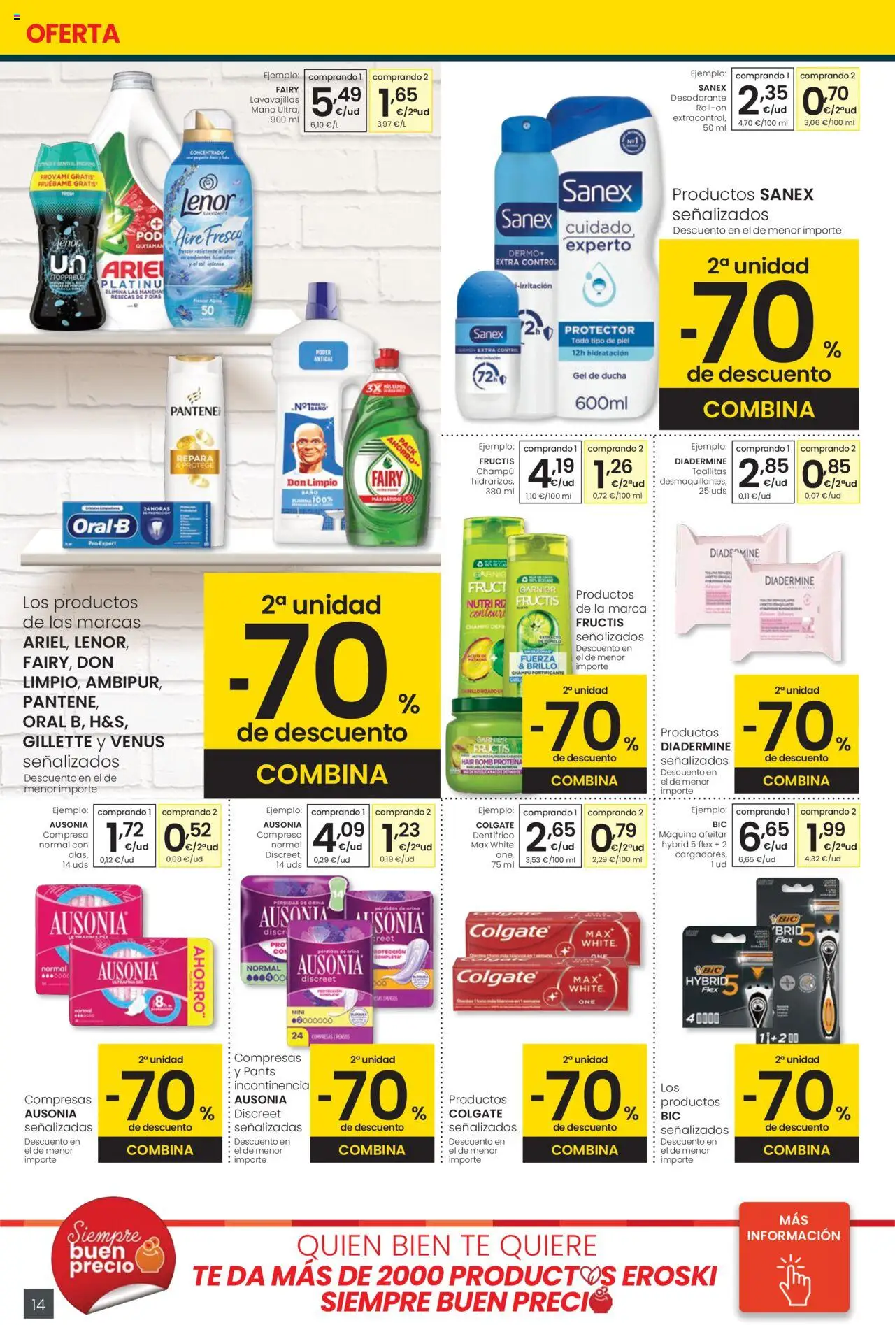 Eroski - Precio más bajo City │ válido desde el 02.10.2025 | Página: 14 | Productos: Champú, Desodorante, Γλυφιτζούρι, Baño