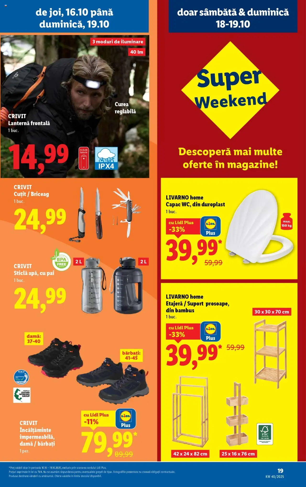 Noul catalog Lidl – valabil de la 13.10.2025 | Pagină: 19 | Produse: Curea, Cuțit, Baterie, Bornoz takımı