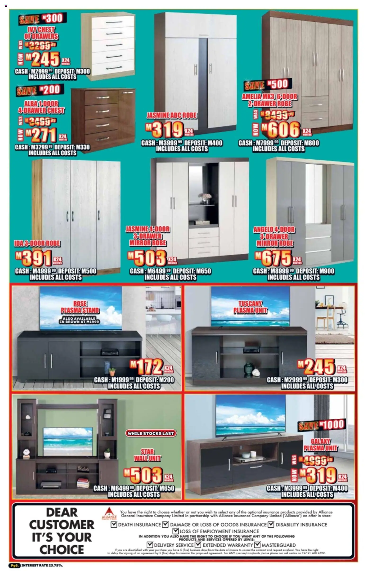 New Lewis Stores catalogue – valid from 23.02.2026 | Page: 6 | Products: Phone, Mirror, Wall unit, Plasma unit