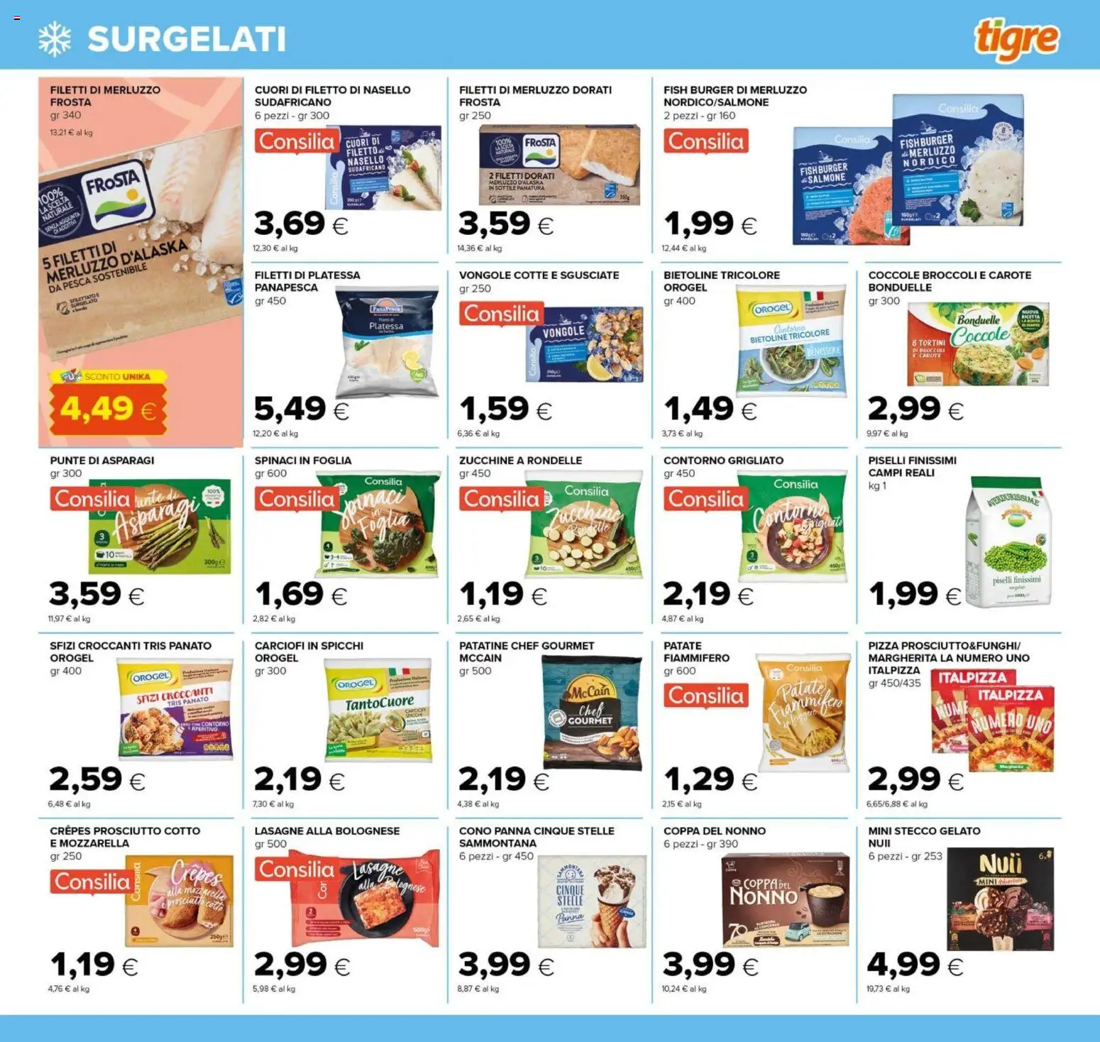 Volantino Tigre del 07.04.2026 | Pagina: 9 | Prodotti: Vongole, Carote, Spinaci, Carciofi