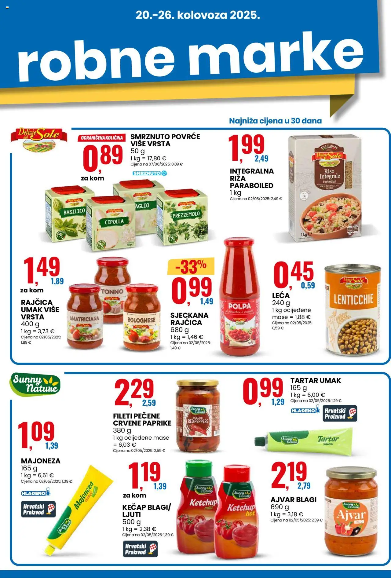 Eurospin katalog | vrijedi od 20.08.2025 | Stranica: 3 | Proizvodi: Riža, Ajvar, Leća, Smrznuto povrće