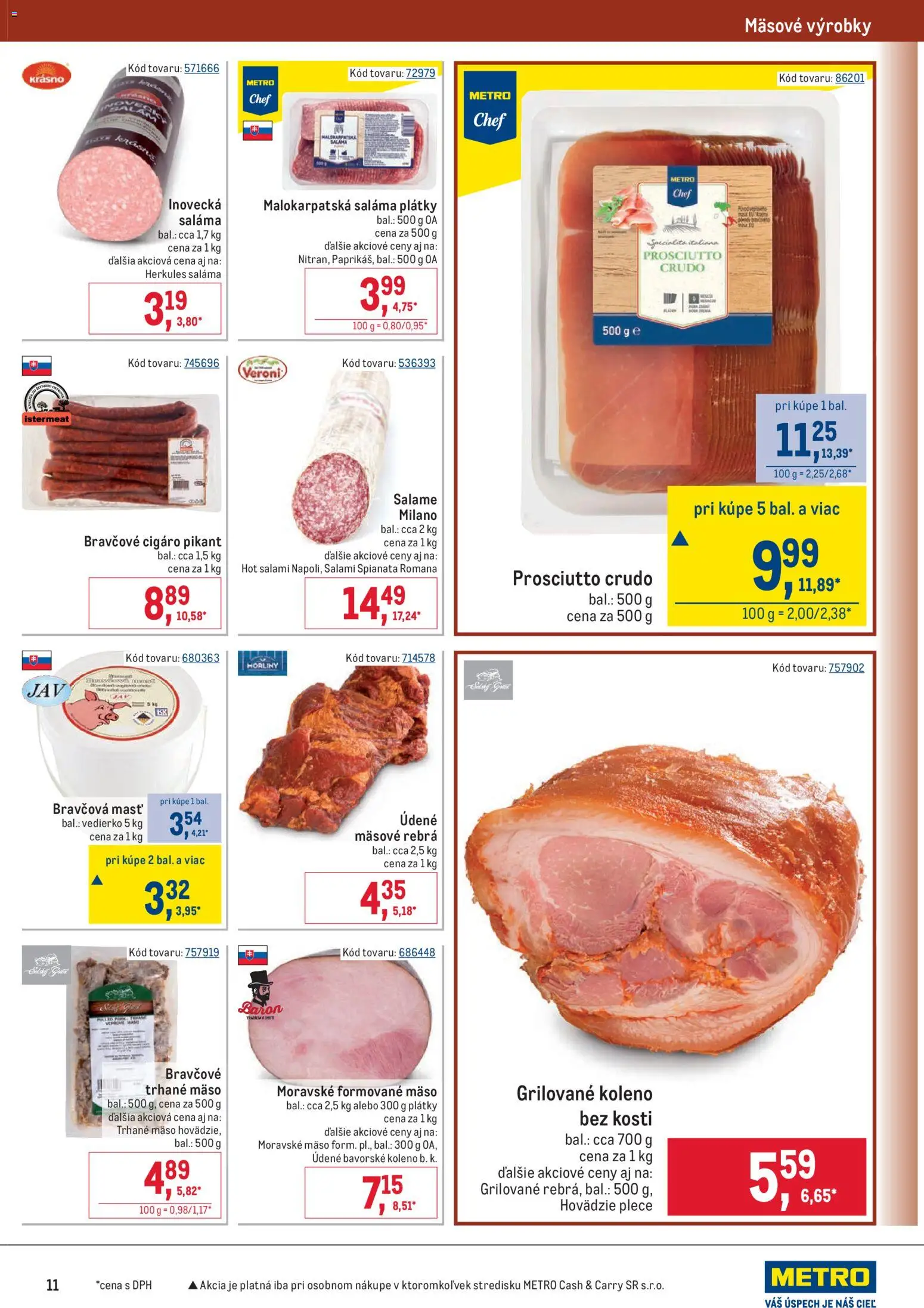 Nové Metro akcie – leták je platný od 22.04.2026 | Strana: 11 | Produkty: Saláma