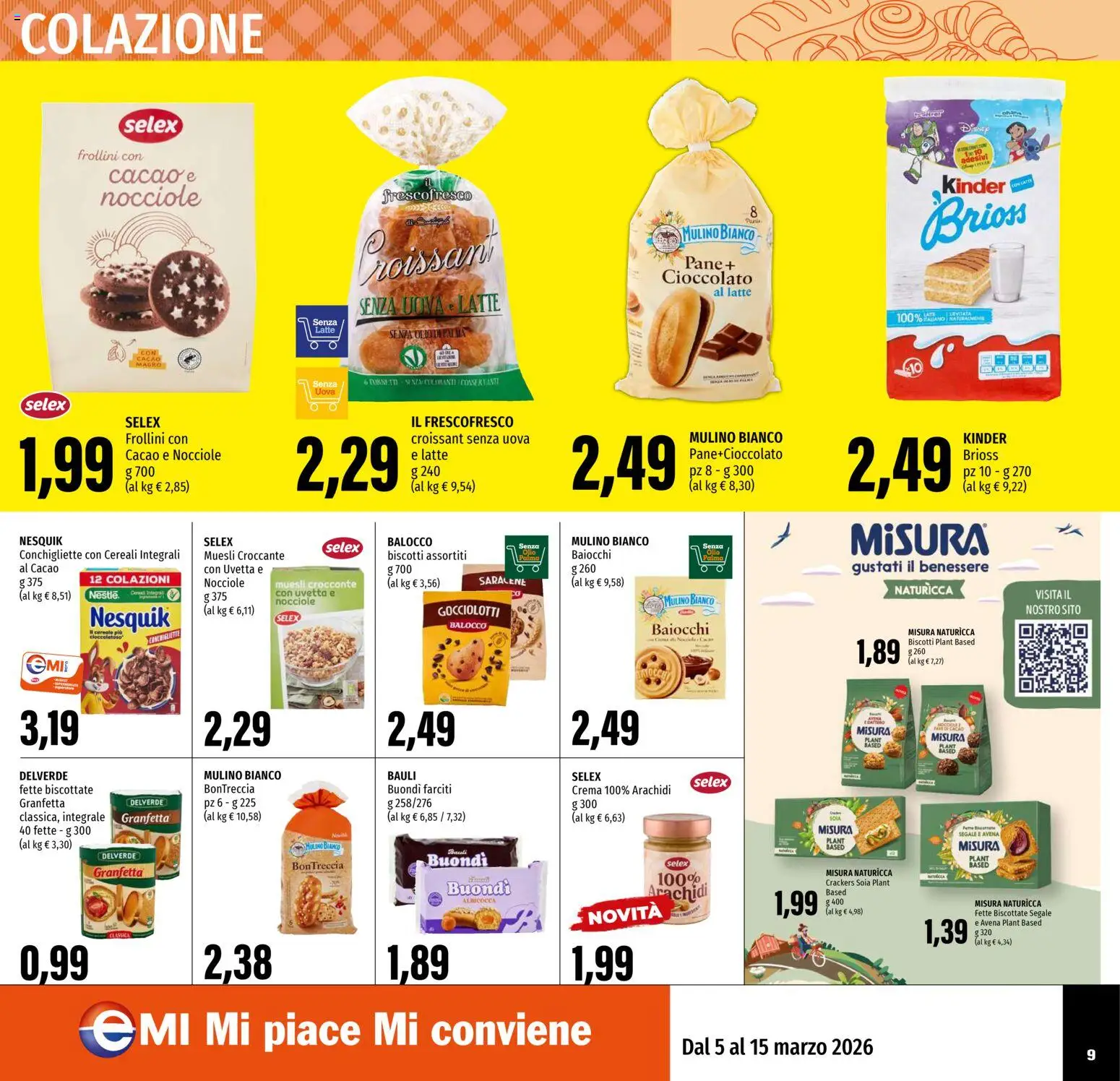 Volantino EMI del 05.03.2026 | Pagina: 9 | Prodotti: Biscotti, Crackers, Cacao, Fette biscottate