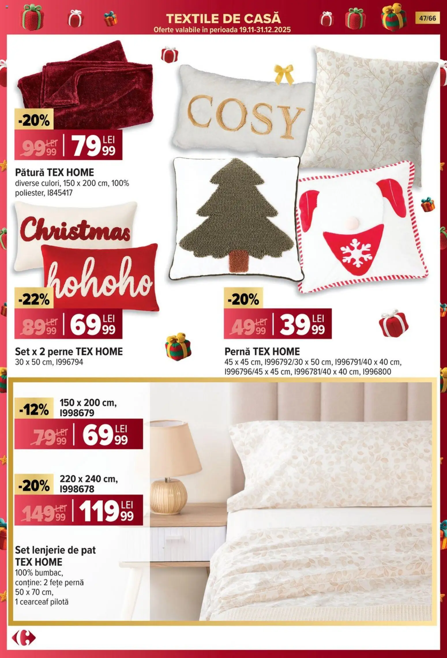 Noul catalog Carrefour – valabil de la 19.11.2025 | Pagină: 47 | Produse: Lenjerie de pat, Pernă, Pătură, Pilotă
