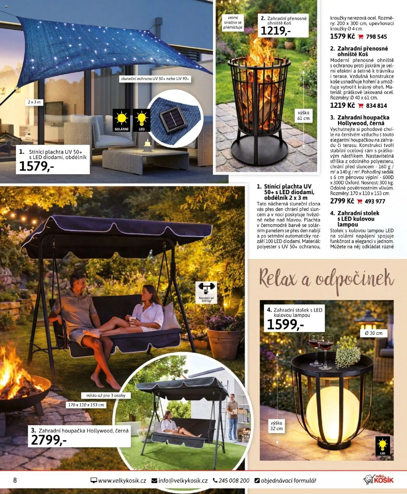 Velký Košík katalog duben 2026 od 01.04.2026 | Strana: 8 | Produkty: Stolek, Koš, Stínící plachta, Plachta
