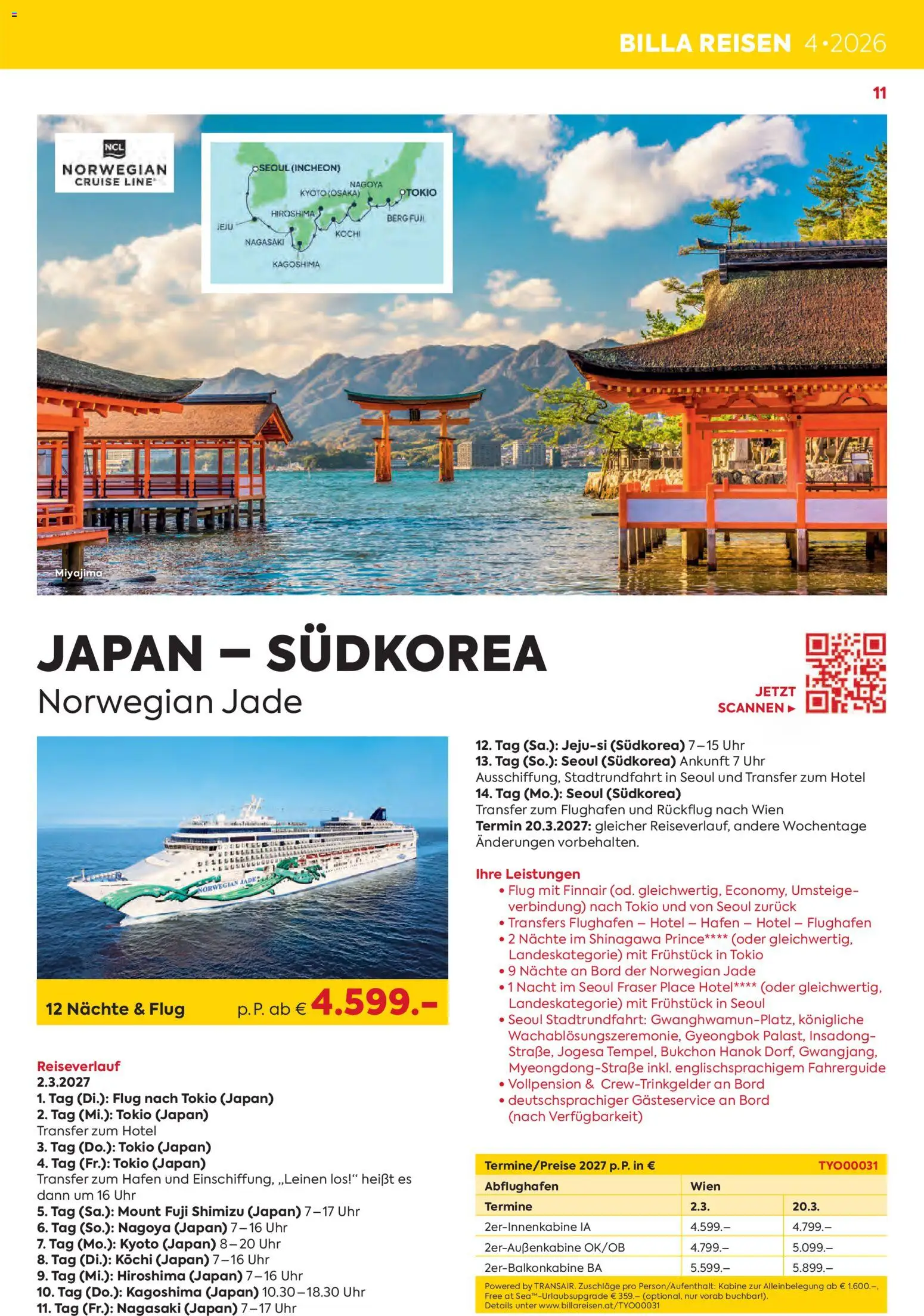Billa - Billa Reise Kreuzfahrten Highlights gültig ab 01.01.2026 | Seite: 11 | Produkte: Uhr