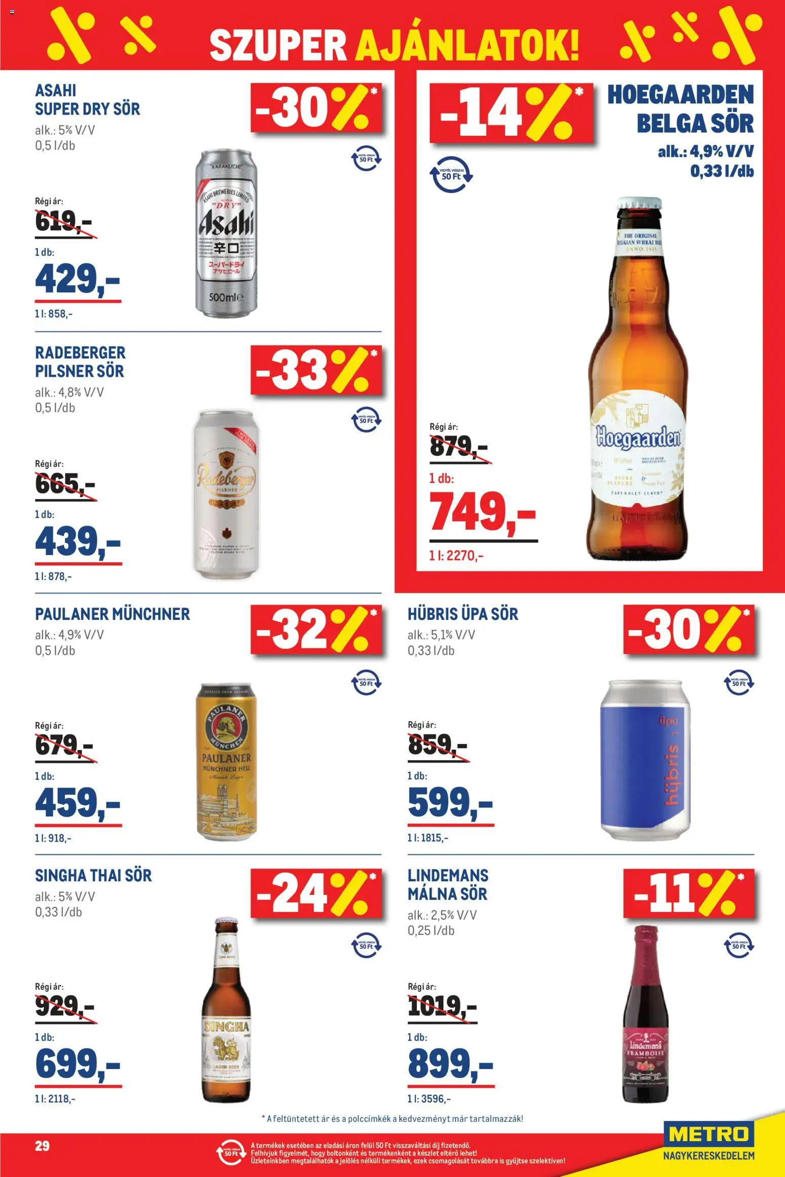 Metro akciós ujság - amely érvényes a következő dátumtól: 02.05.2026 | Oldal: 29 | Termékek: Málna, Sör, Só