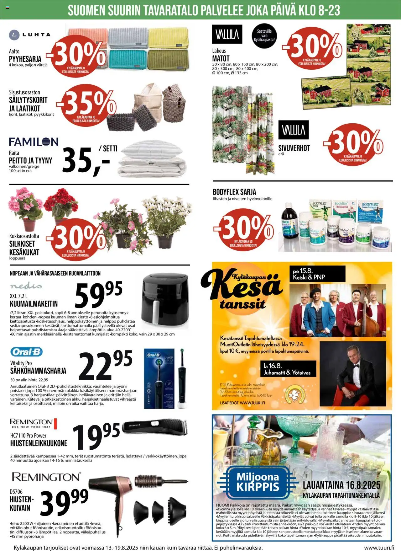  | Sivu: 2 | Tuotteet: Matot, Sähköhammasharja, Peitto, Voi