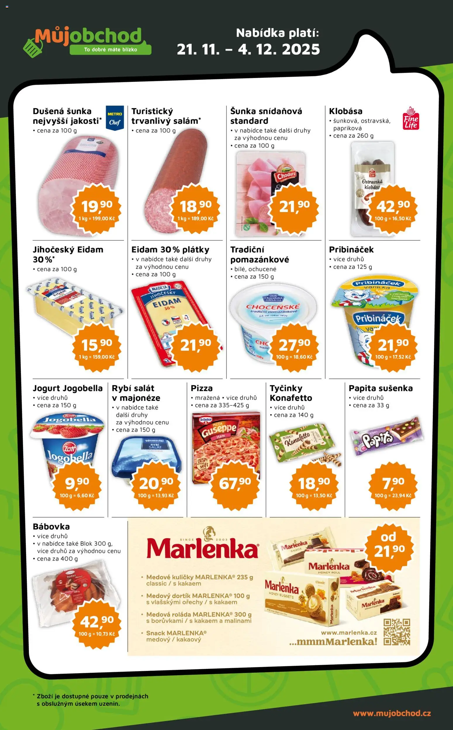 Můj obchod leták - Brand od 21.11.2025 | Strana: 2 | Produkty: Bábovka, Klobása, Jogurt Jogobella, Kuličky