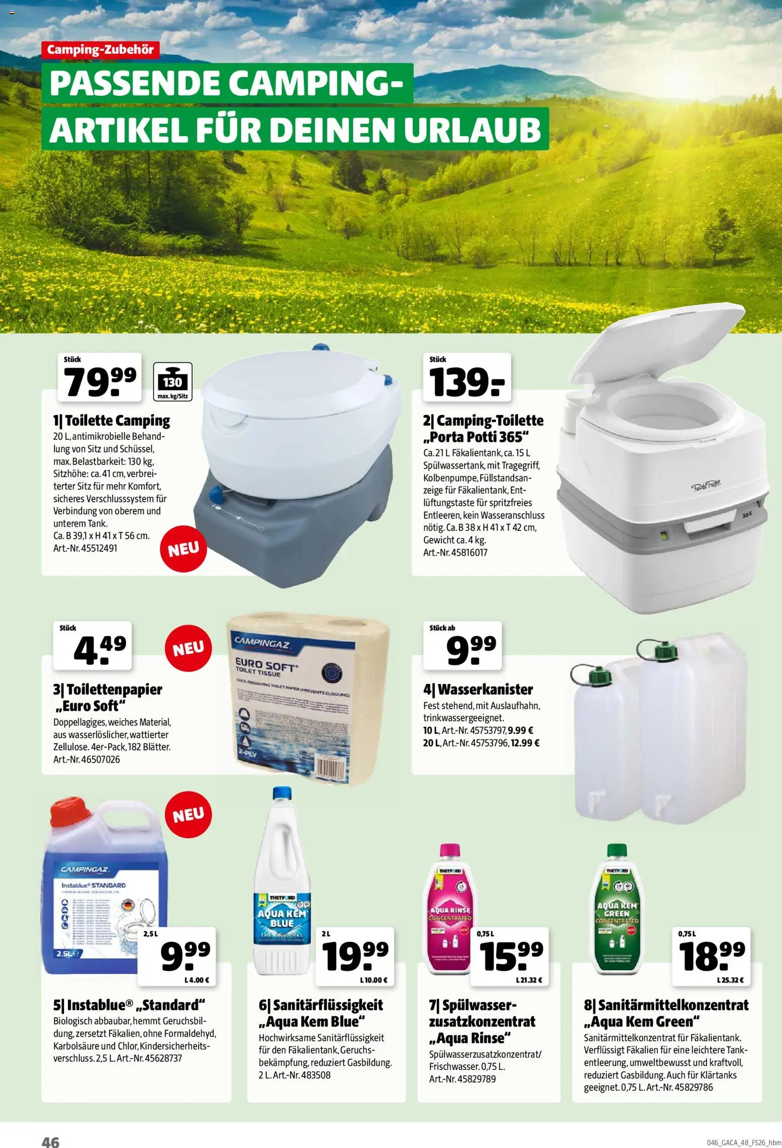 Hagebau Gartenmöbelsortiment – gültig ab 02.03.2026 | Seite: 46 | Produkte: Gewicht, Toilette, Toilettenpapier