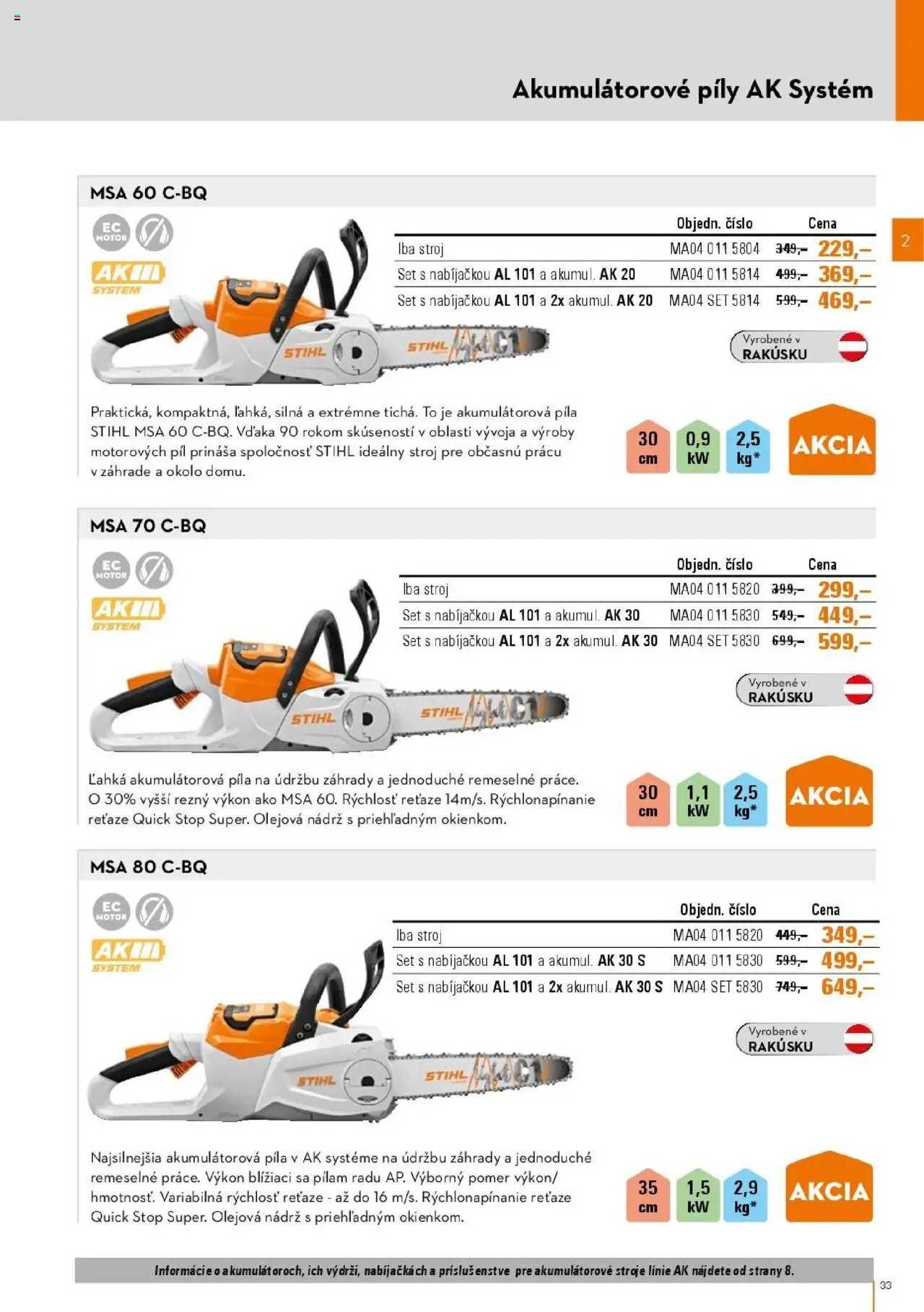 Nové STIHL akcie – leták je platný od 01.04.2025 | Strana: 33 | Produkty: Píla