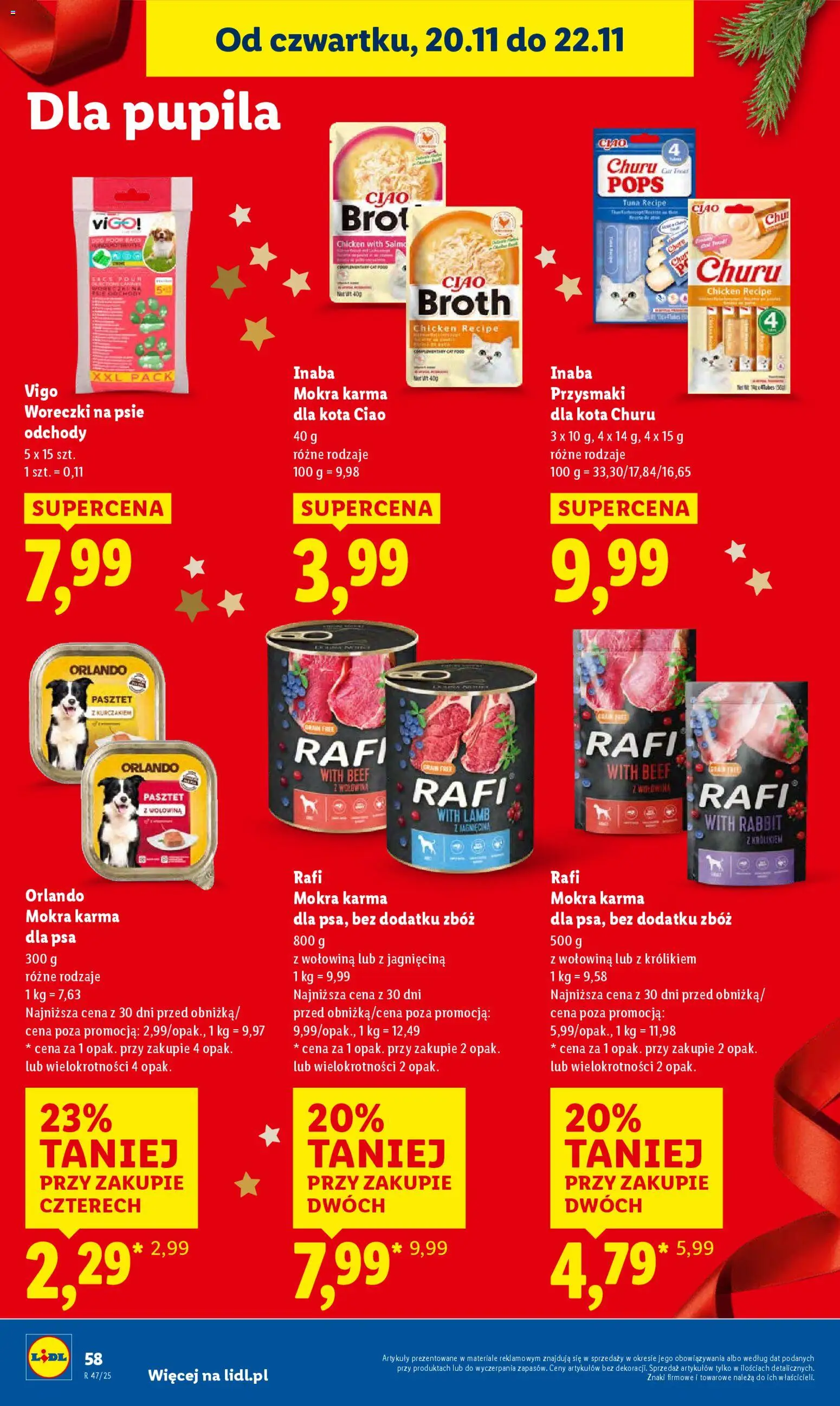 Lidl Gazetka od 20.11.2025 | Strona: 62 | Produkty: Przysmaki dla kota, Jagnięcina, Karma dla kota, Wołowina