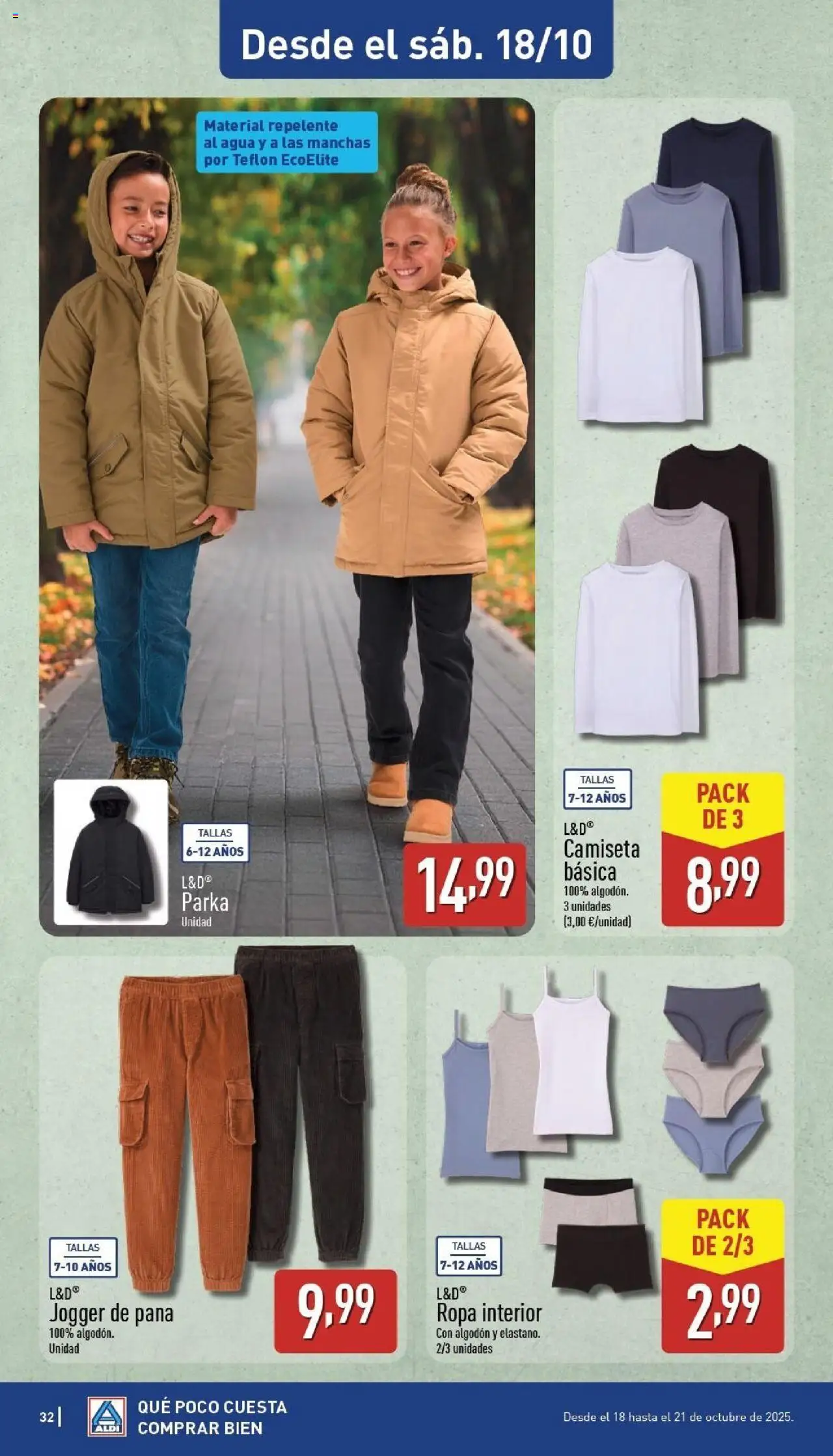 Aldi folleto Canarias │ válido desde el 13.10.2025 | Página: 32 | Productos: Ropa interior, Ropa, Camiseta básica