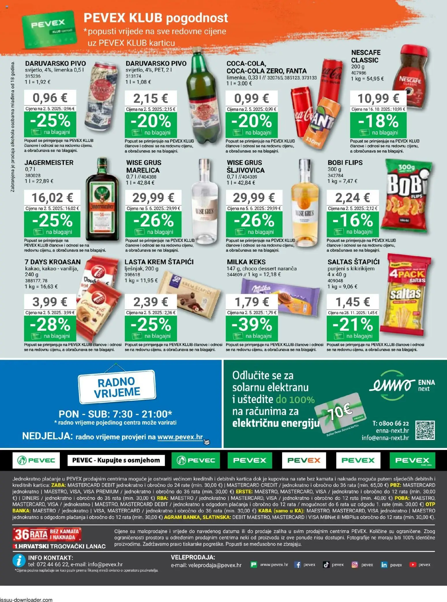 Pevex katalog | vrijedi od 08.01.2026 | Stranica: 32 | Proizvodi: Šljivovica, Jägermeister, Milka, Kroasan