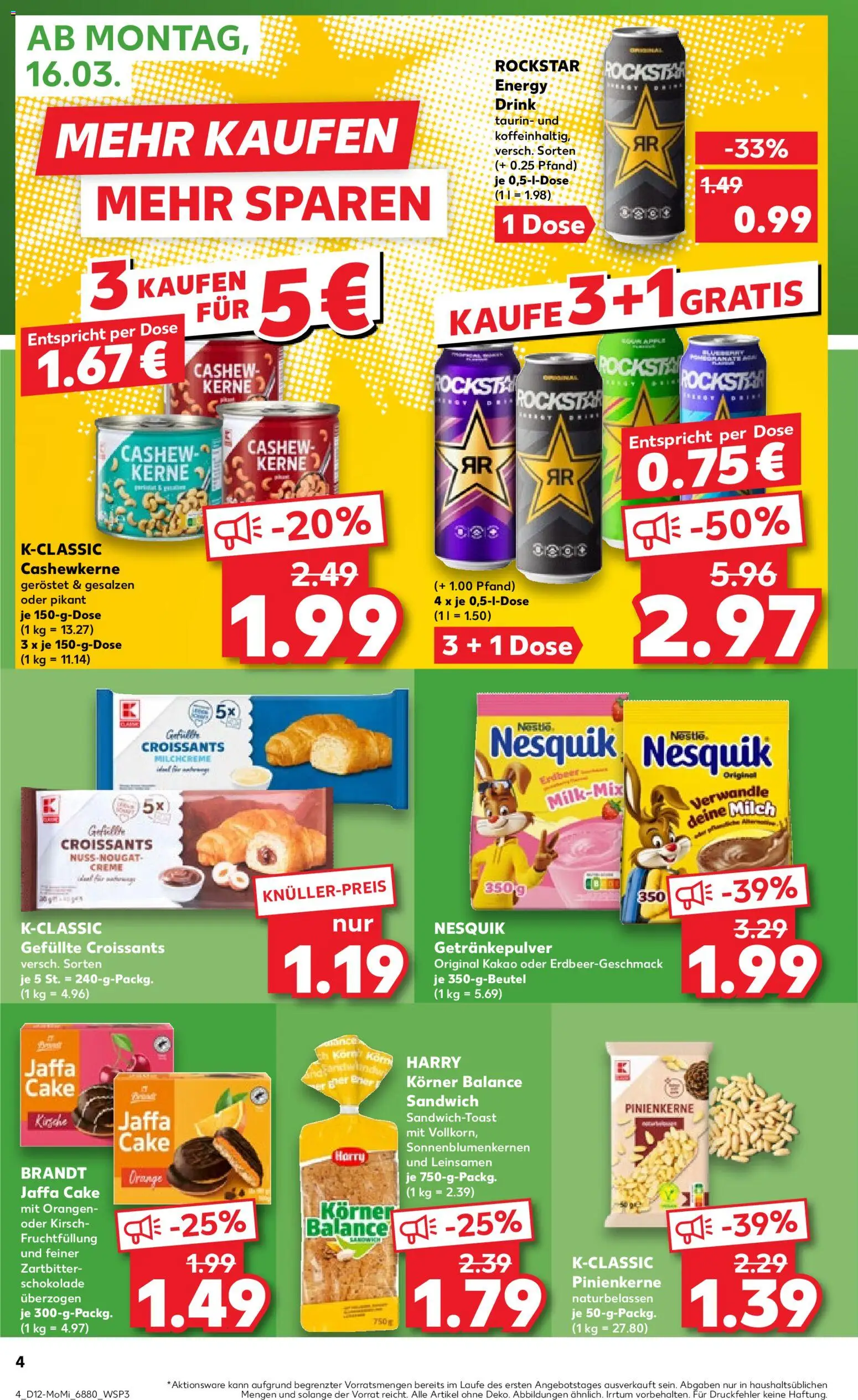Kaufland Prospekt Völklingen	 – gültig ab 16.03.2026 | Seite: 4 | Produkte: Milch, Toast, Schokolade, Creme